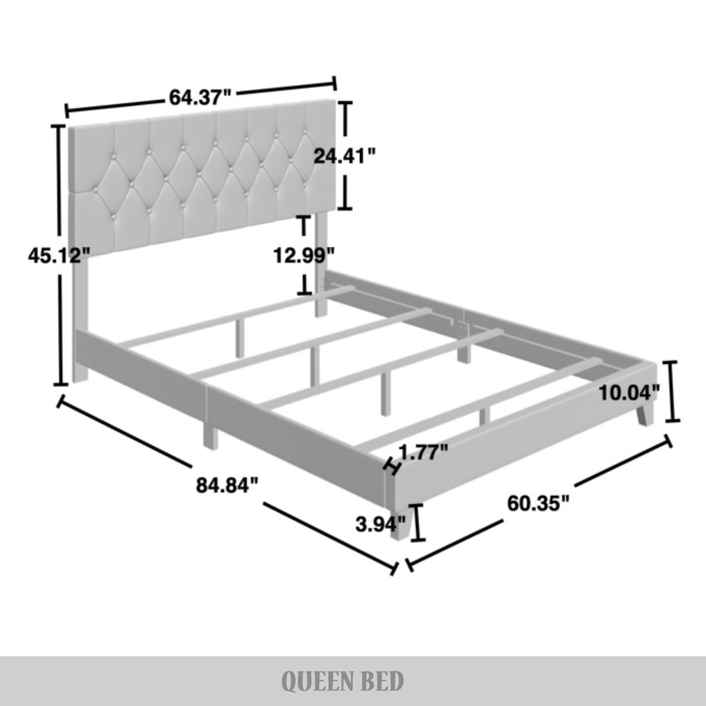 Rainsville Button Tufted Linen Upholstered Bed