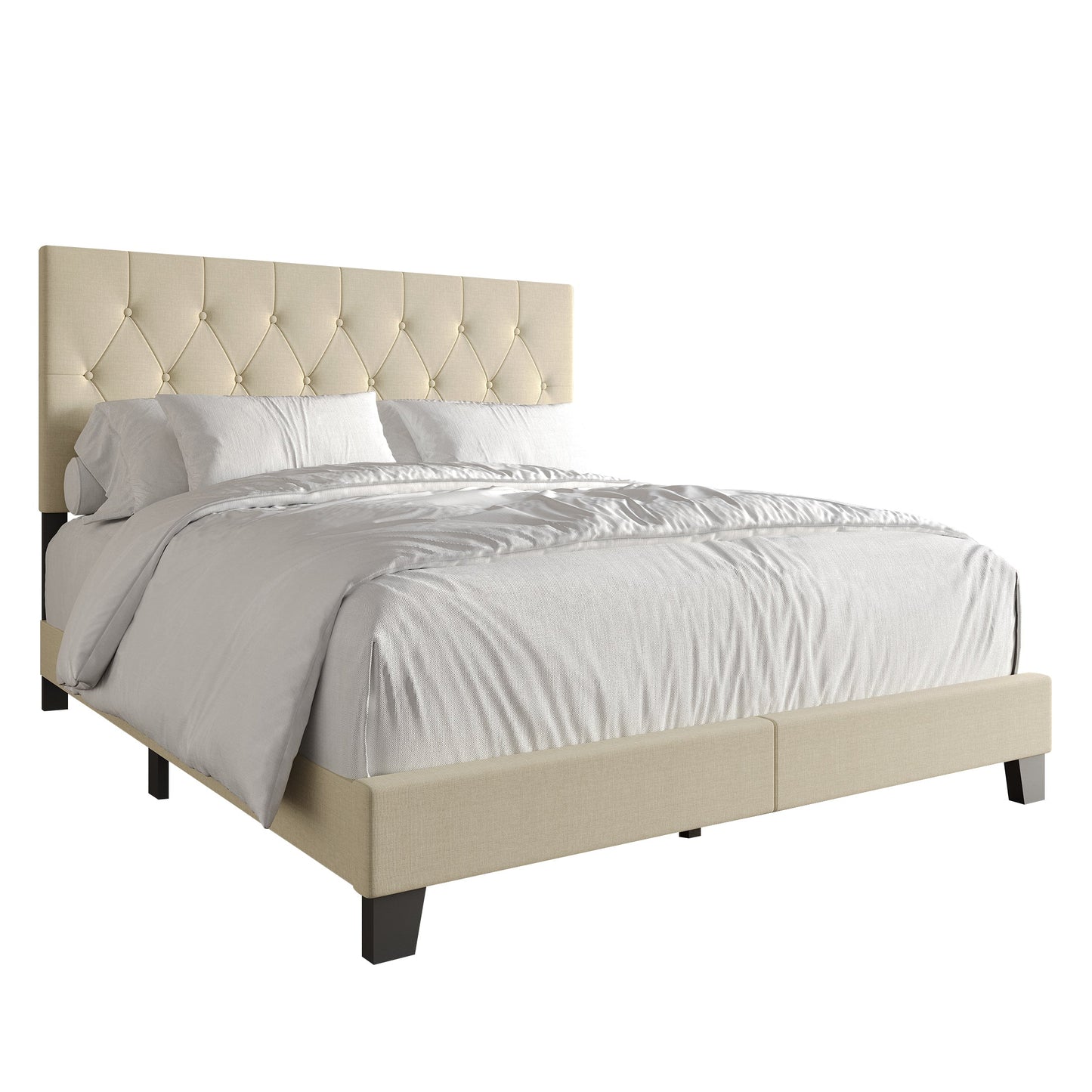 Rainsville Button Tufted Linen Upholstered Bed