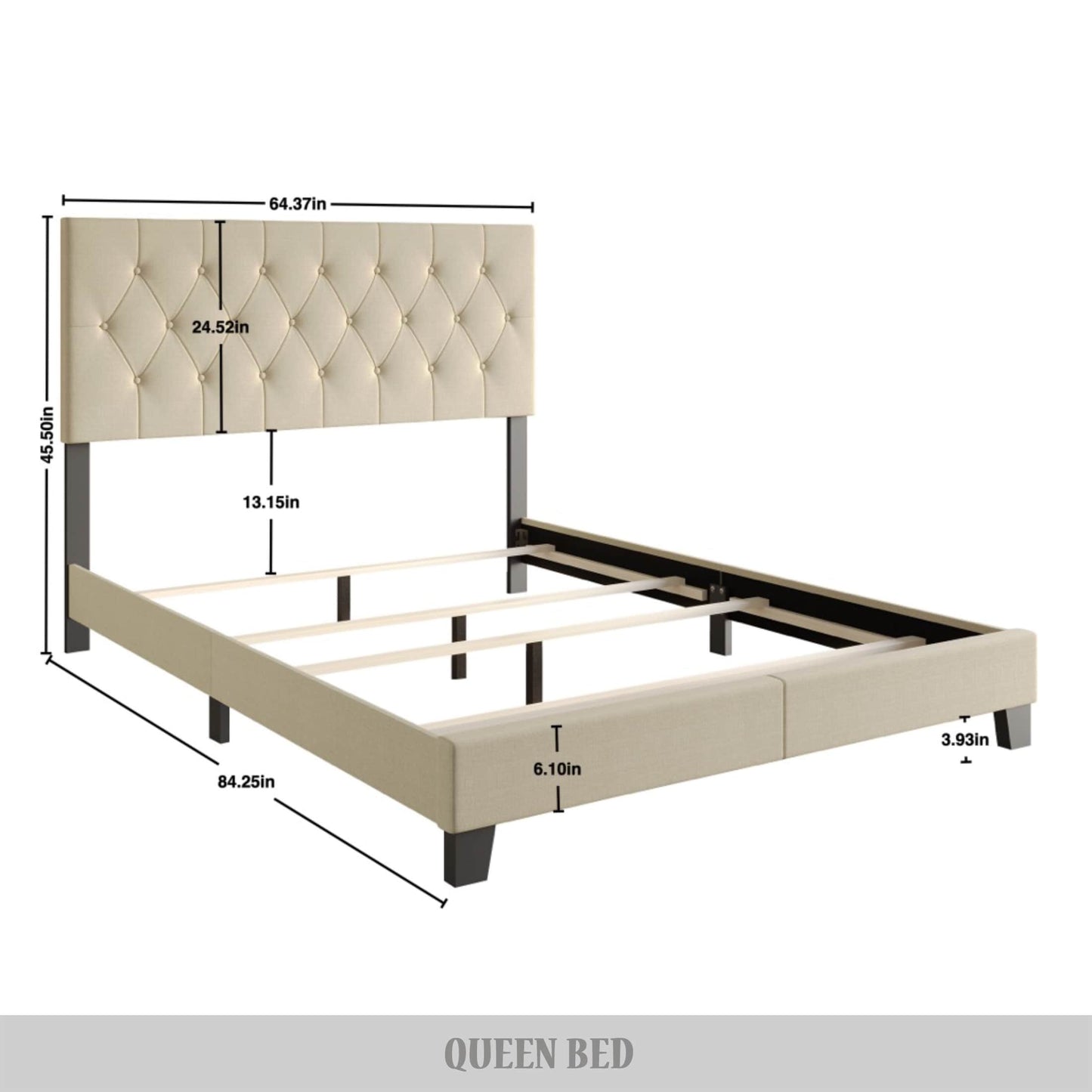 Rainsville Button Tufted Linen Upholstered Bed