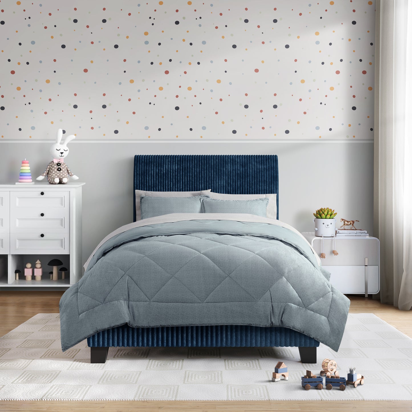 Pravesh and Chic Velvet Upholstered Bed