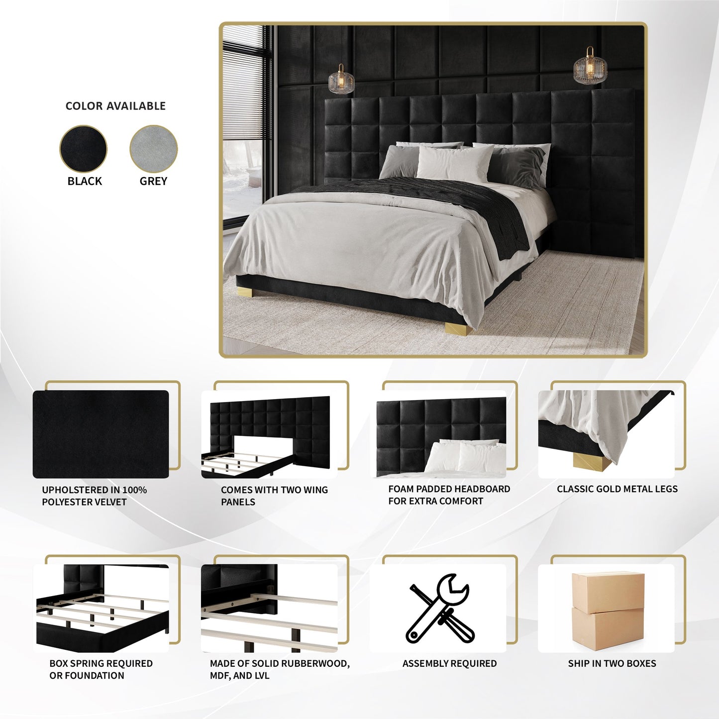 Caryll Mid-Century Modern Wall Panel Bed