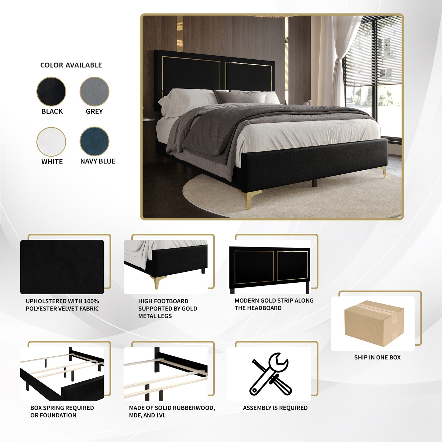 Jerell Upholstered Velvet Bed