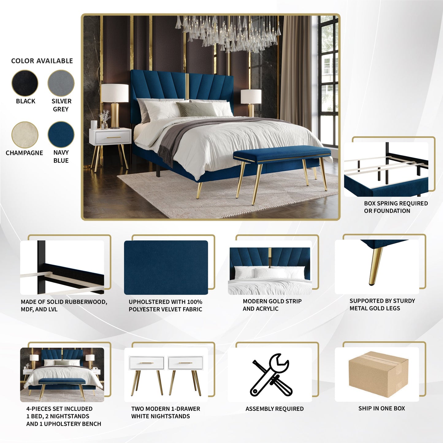 Lakeysa 4 Piece Contemporary Bedroom Set