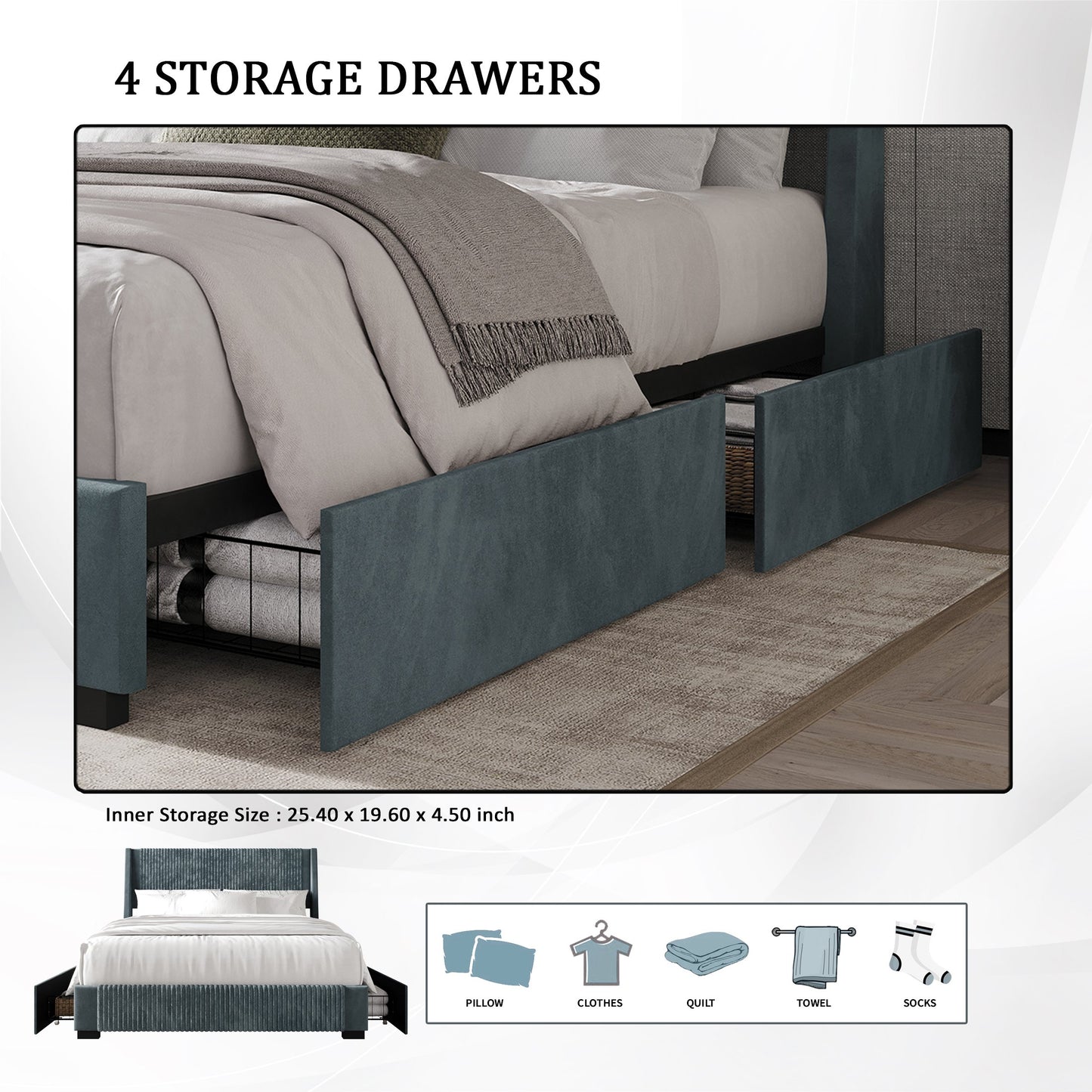 Eliset Corduroy Luxurious Bed