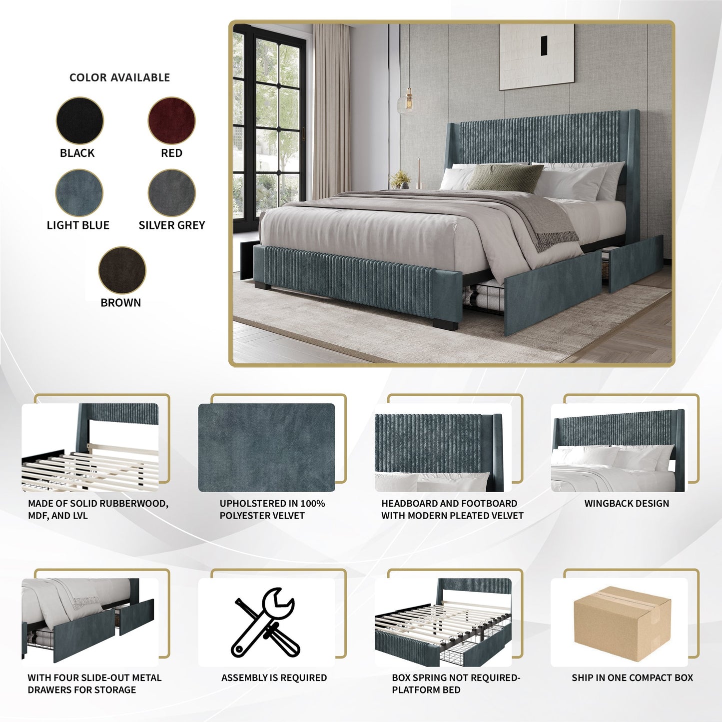 Eliset Corduroy Luxurious Bed