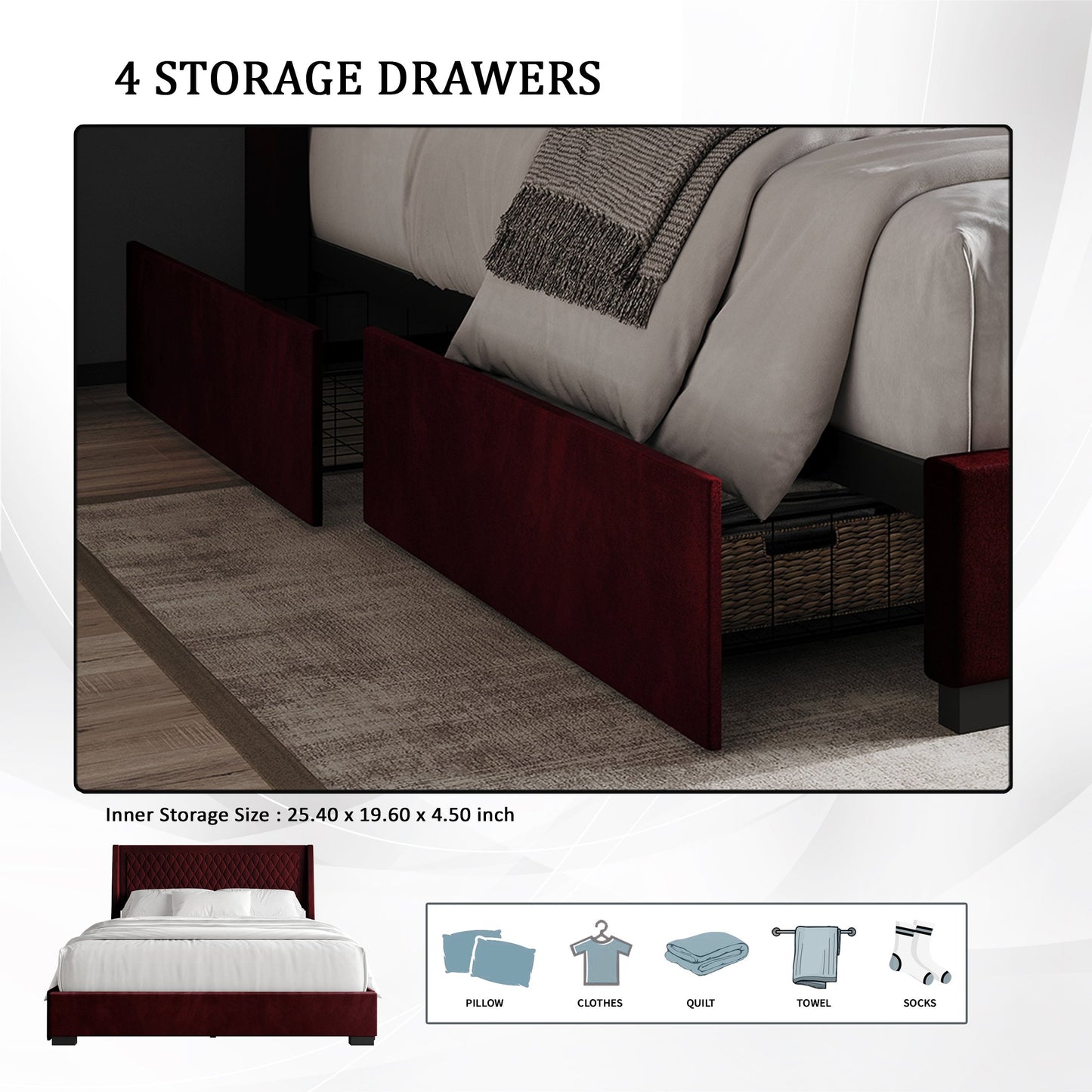 Huckins Velvet Luxurious Bed