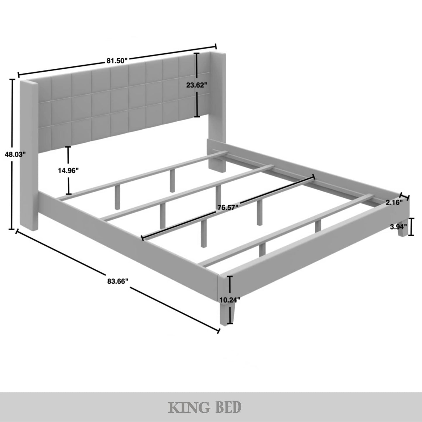 Jiahang Wingback Linen Upholstered Panel Bed