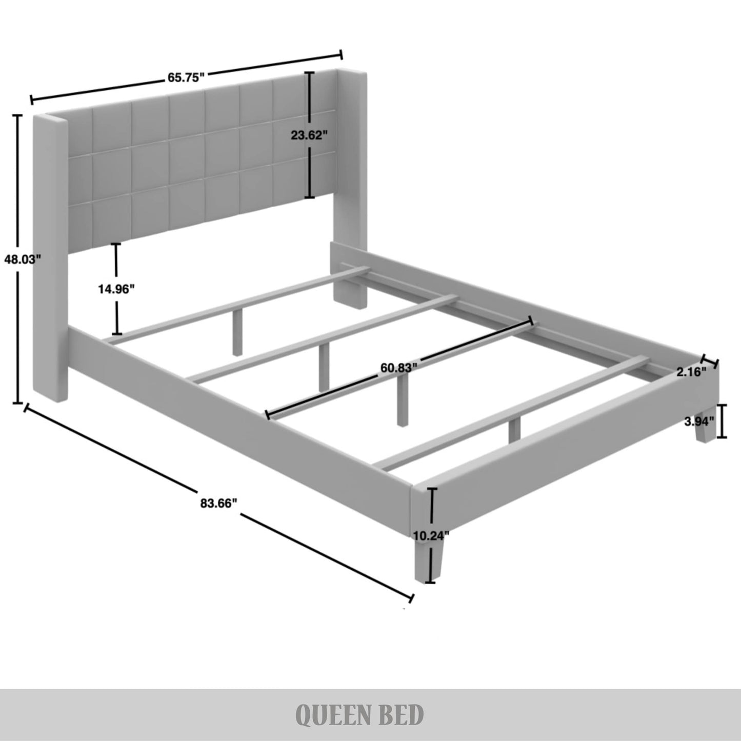 Jiahang Wingback Linen Upholstered Panel Bed