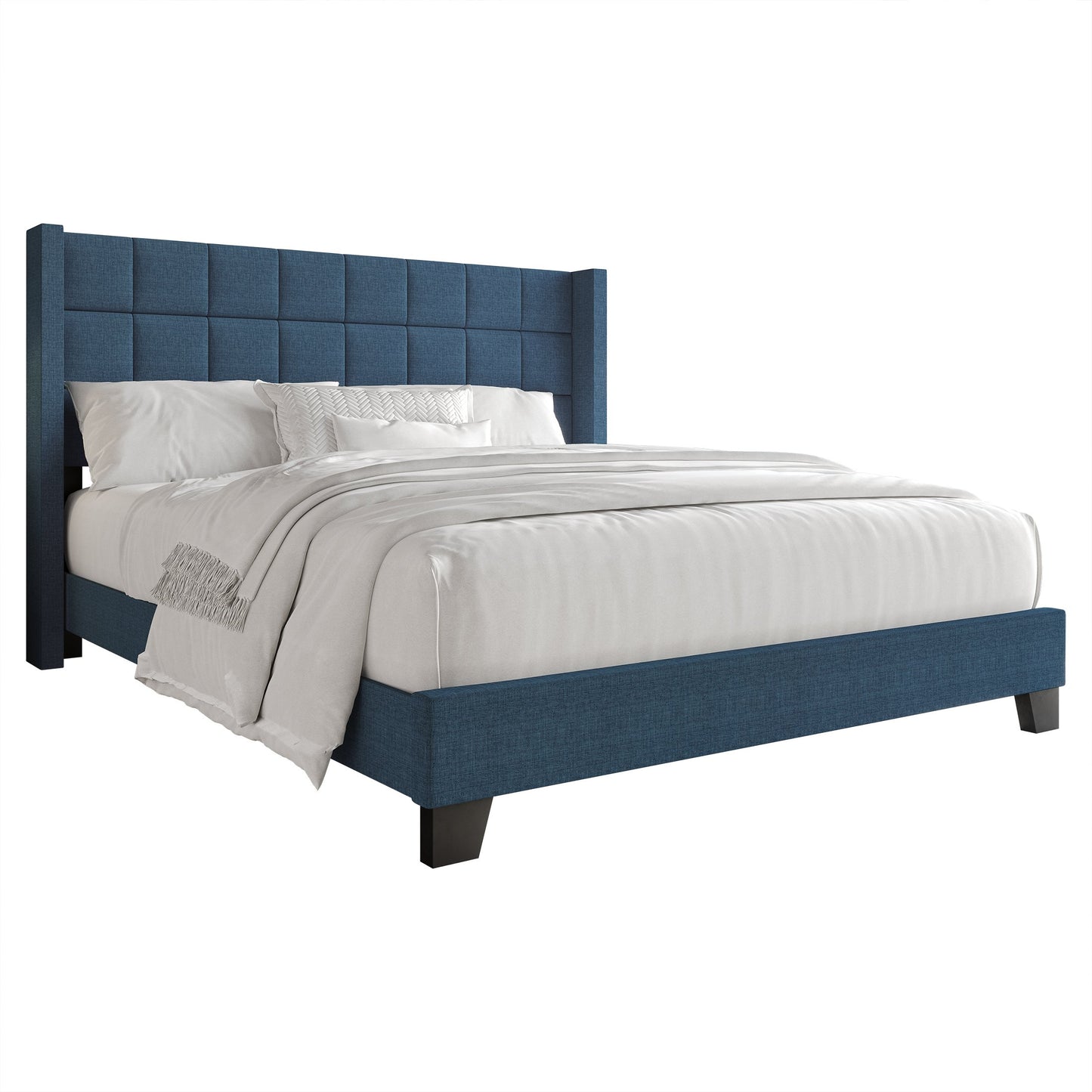 Jiahang Wingback Linen Upholstered Panel Bed