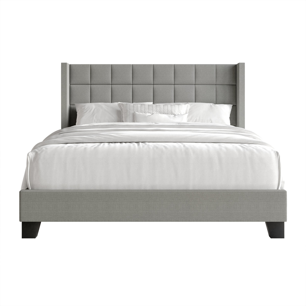 Jiahang Wingback Linen Upholstered Panel Bed