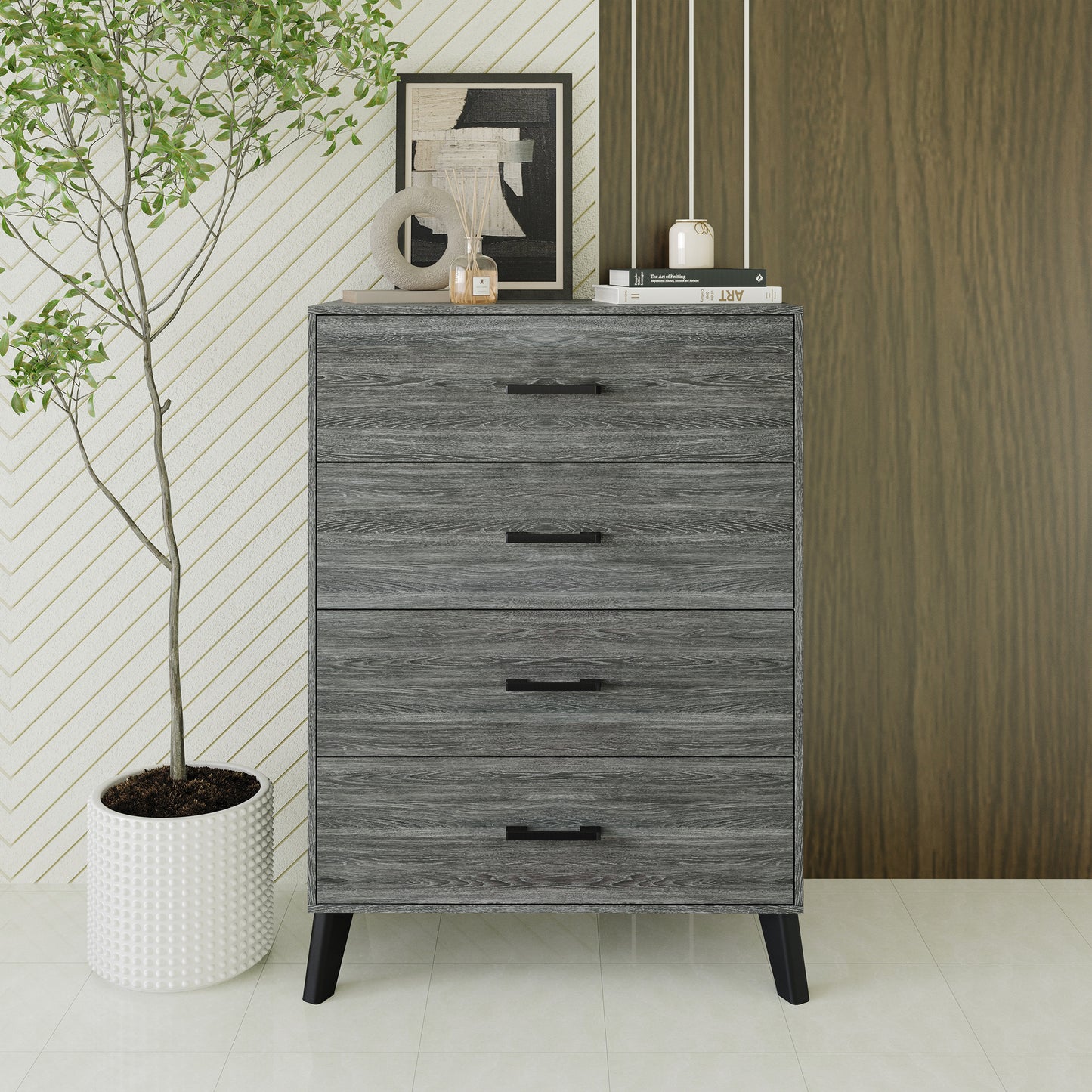 Jeweldine Style 4-Drawers Wooden Chest