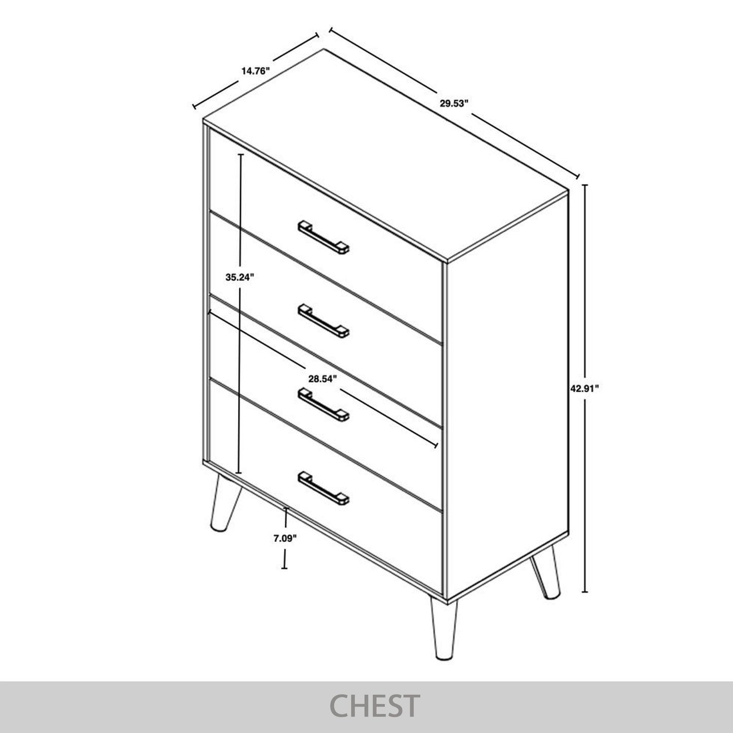 Jeweldine Style 4-Drawers Wooden Chest