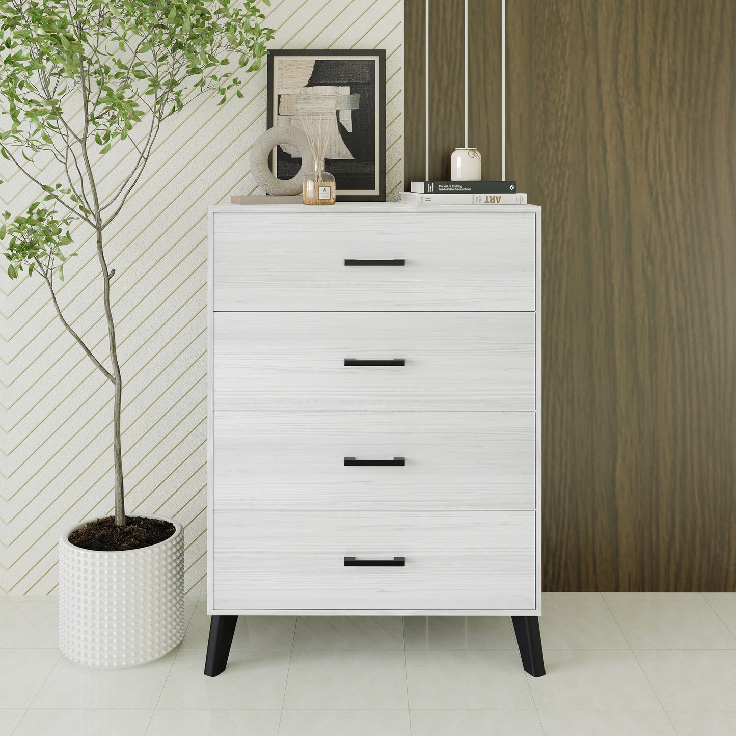 Jeweldine Style 4-Drawers Wooden Chest