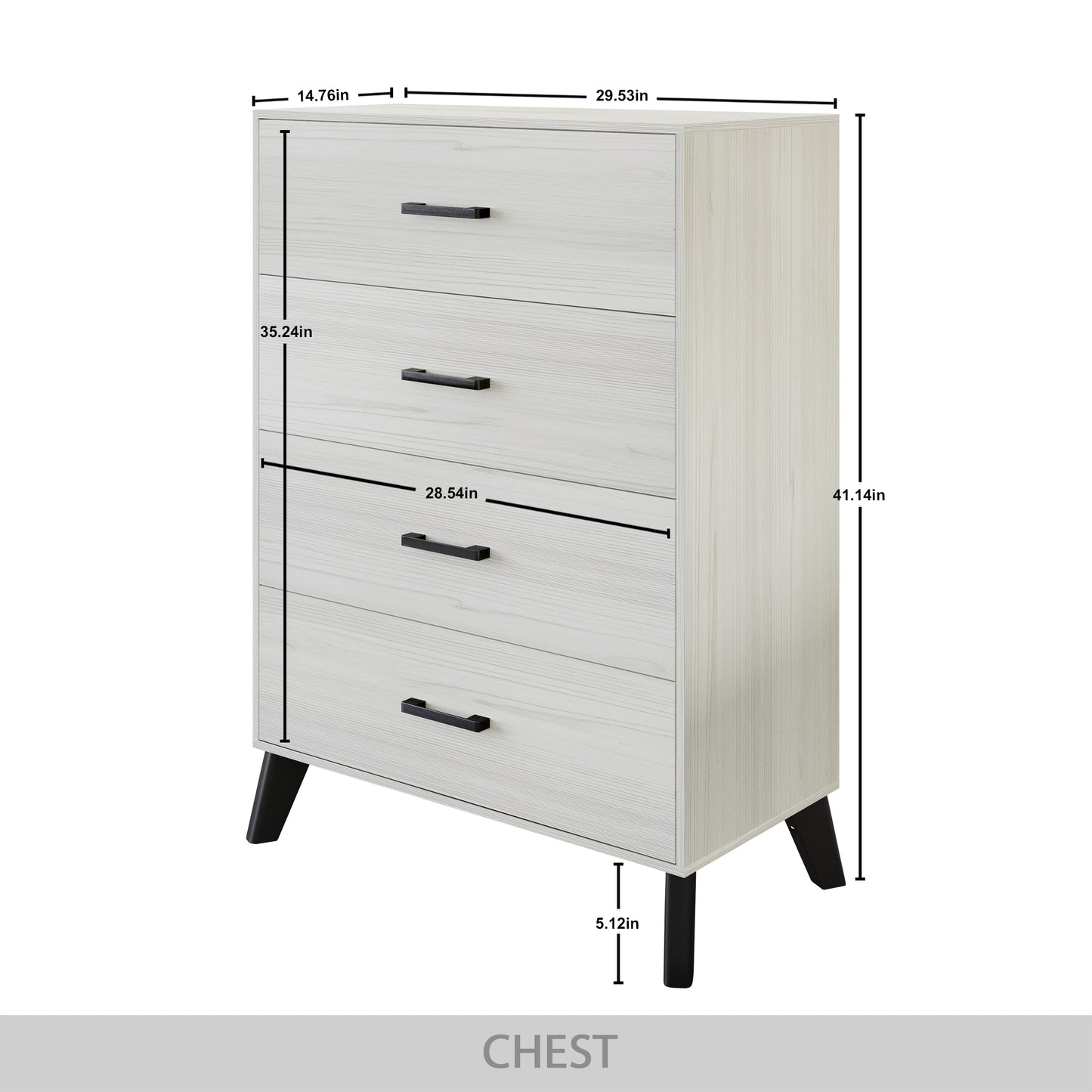Jeweldine Style 4-Drawers Wooden Chest