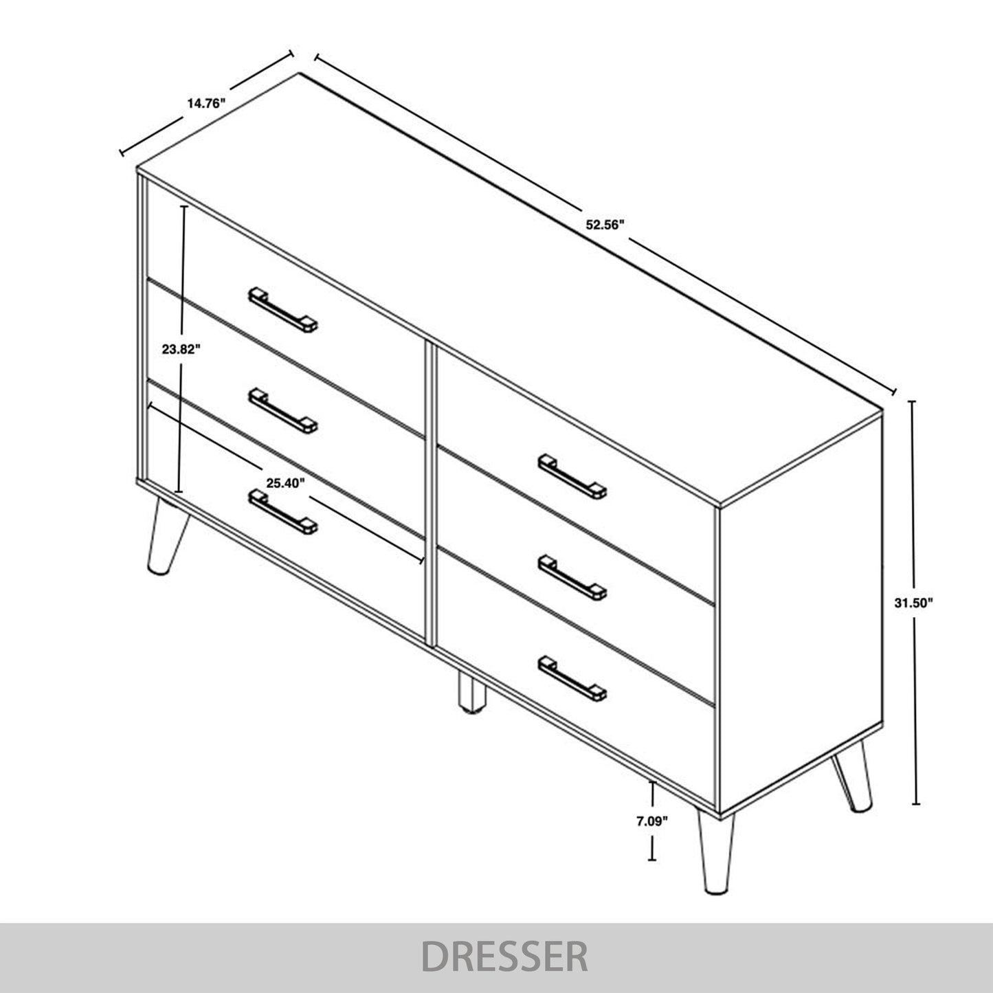 Jeweldine Style 6-Drawers Wooden Dresser