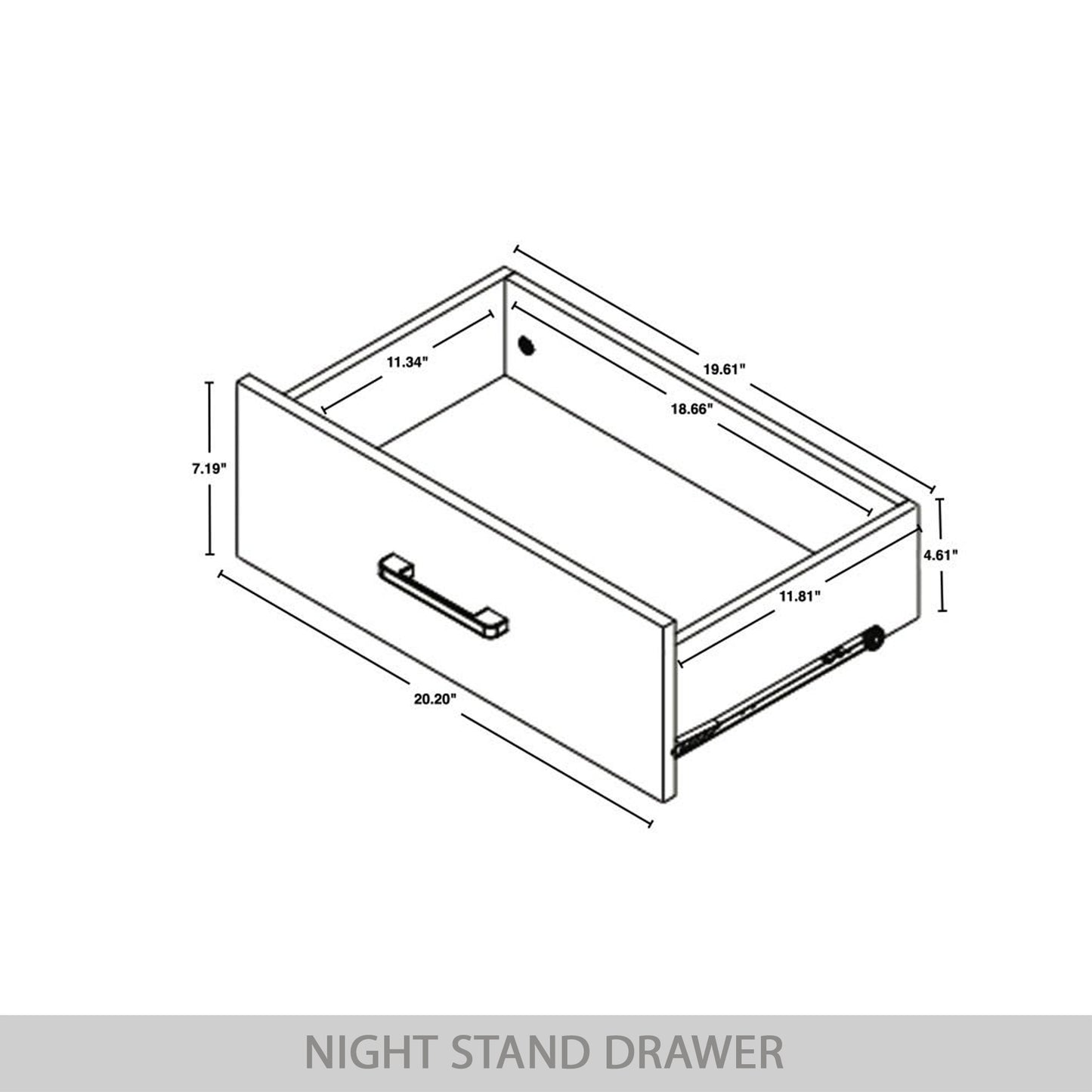 Jeweldine Style 2-Drawers Wooden Nightstand