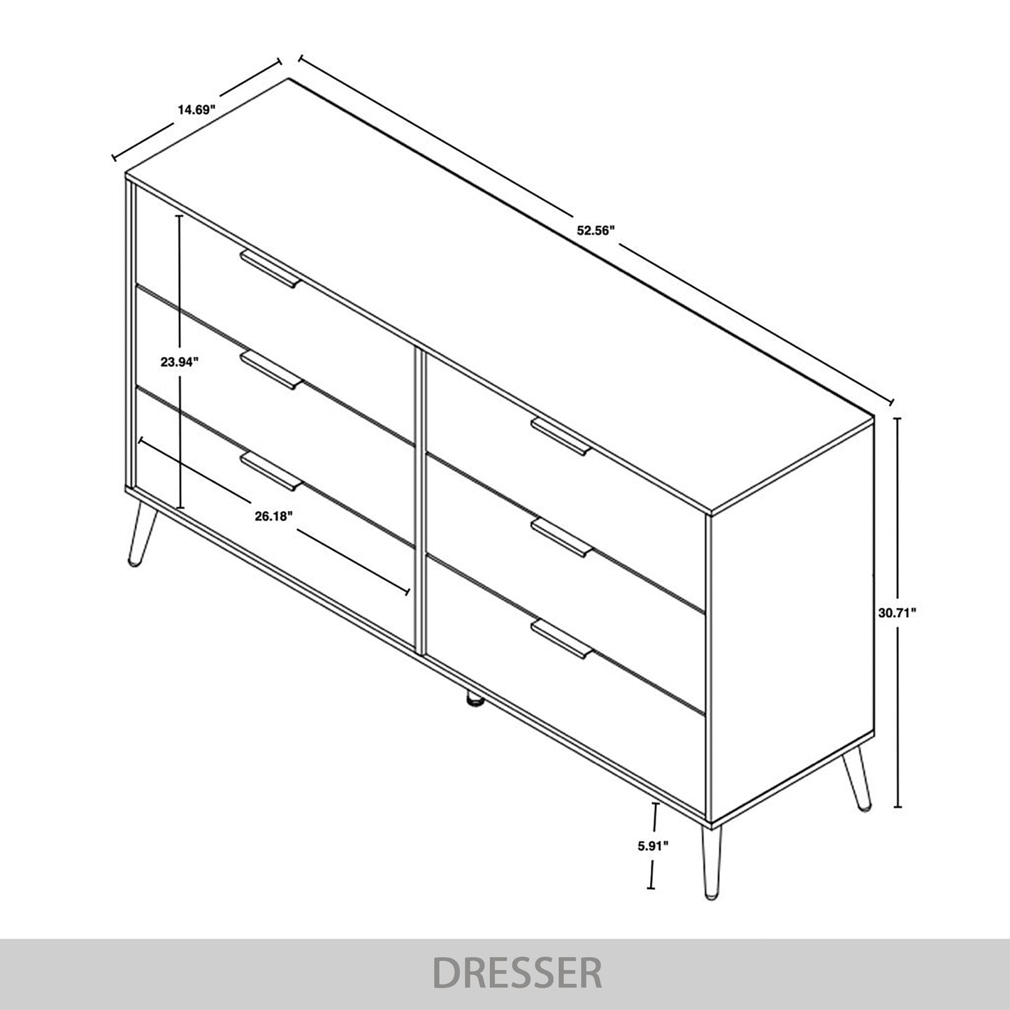 Rafiat 6-Drawers Wooden Dresser