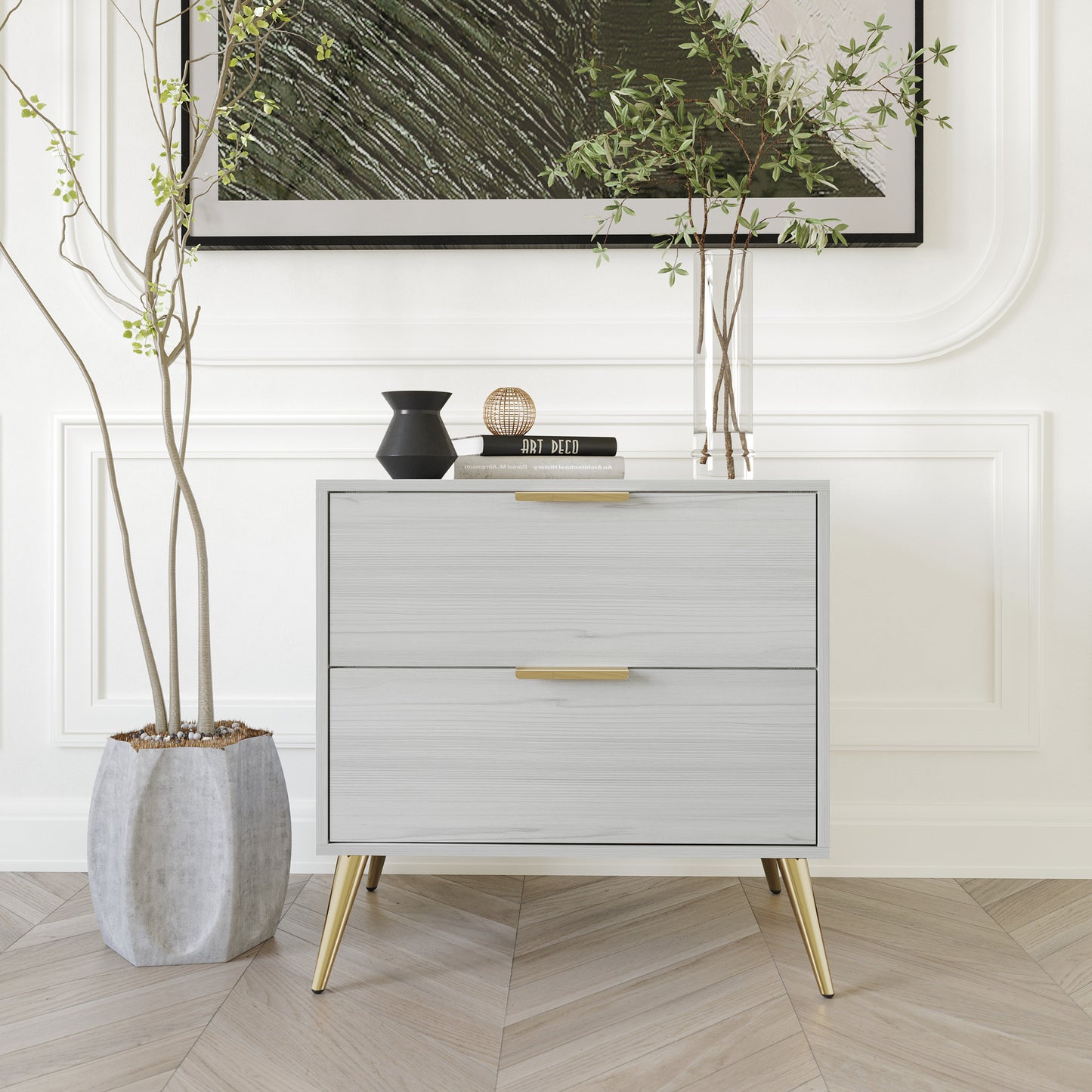 Rafiat 2-Drawers Wooden Nightstand