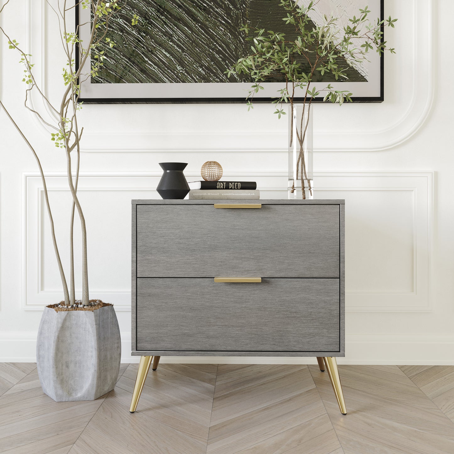 Rafiat 2-Drawers Wooden Nightstand