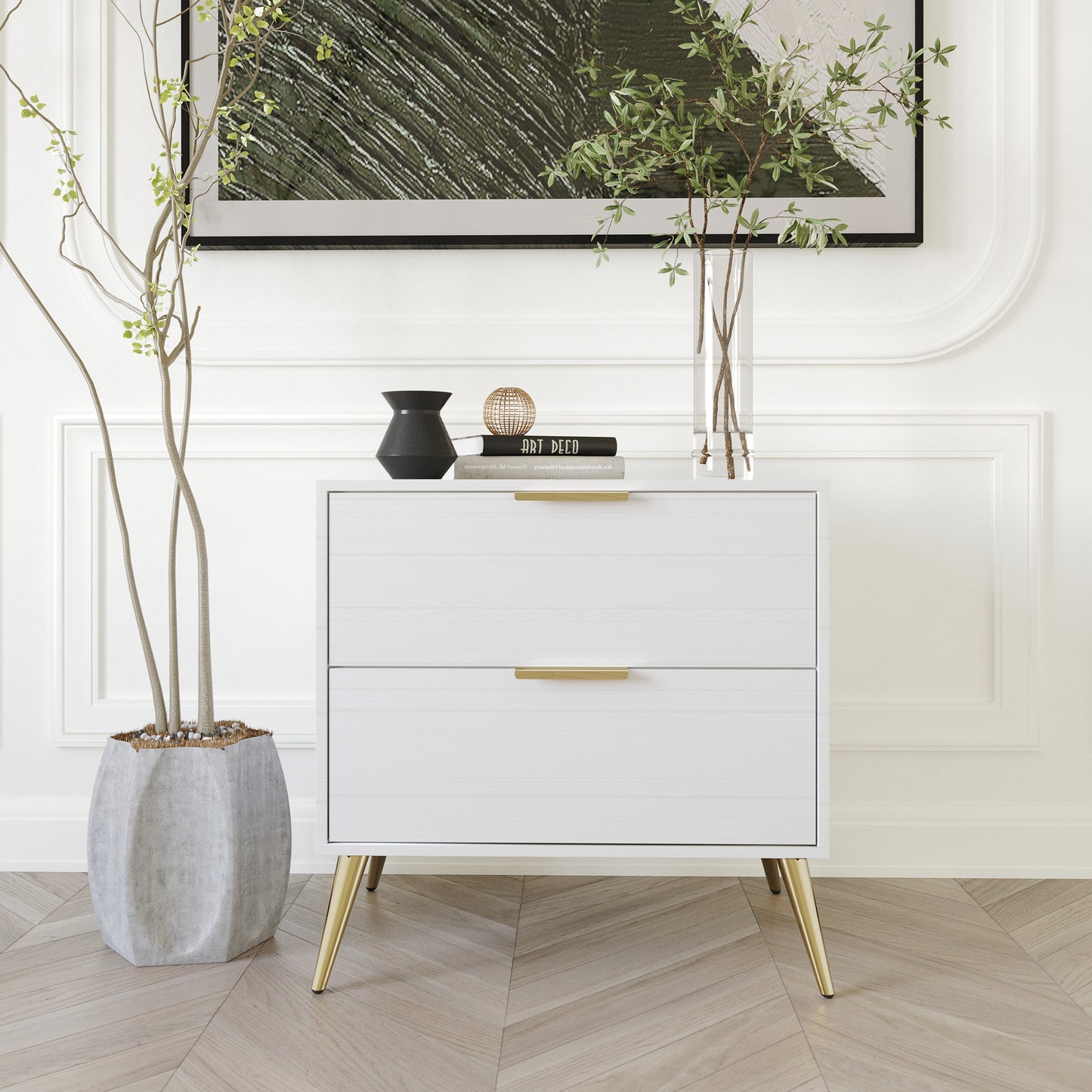 Rafiat 2-Drawers Wooden Nightstand