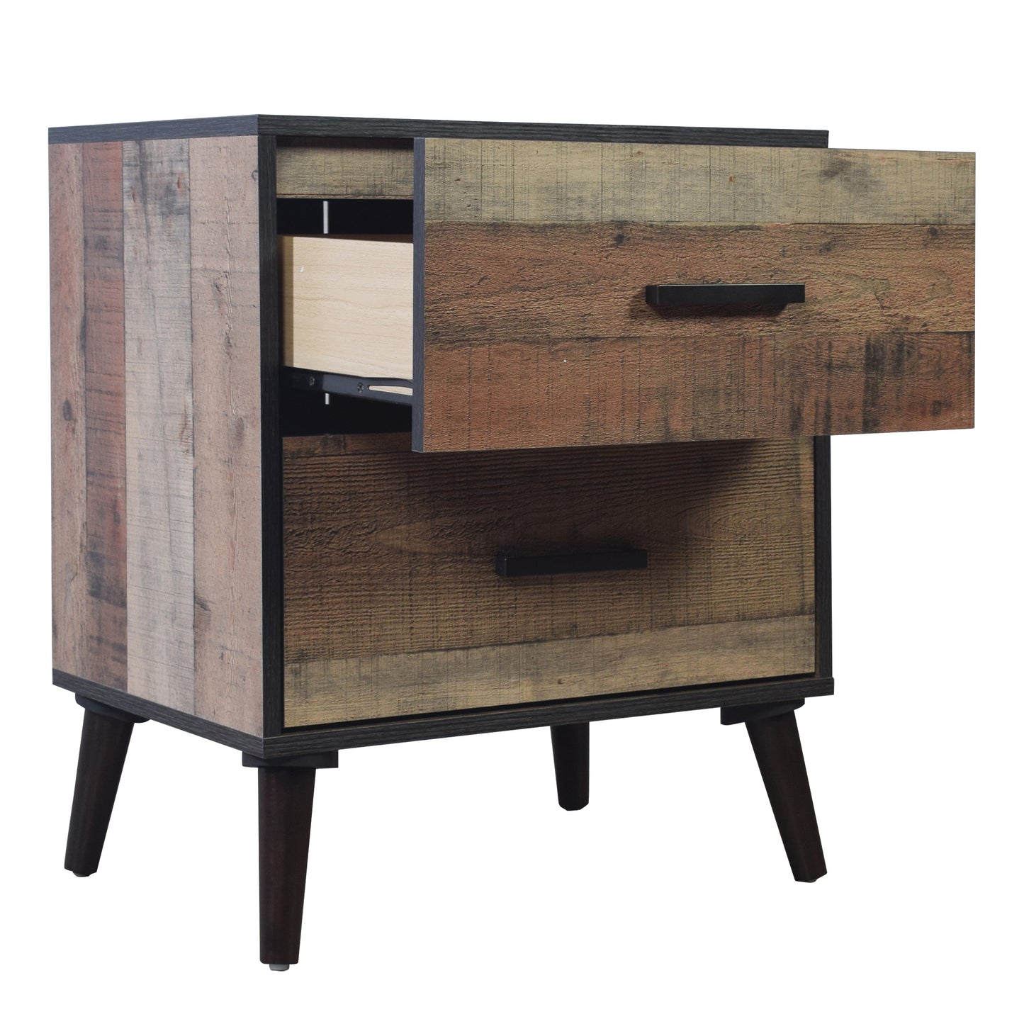 Rothger Rustic Elegant 2-Drawers Wooden Nightstand
