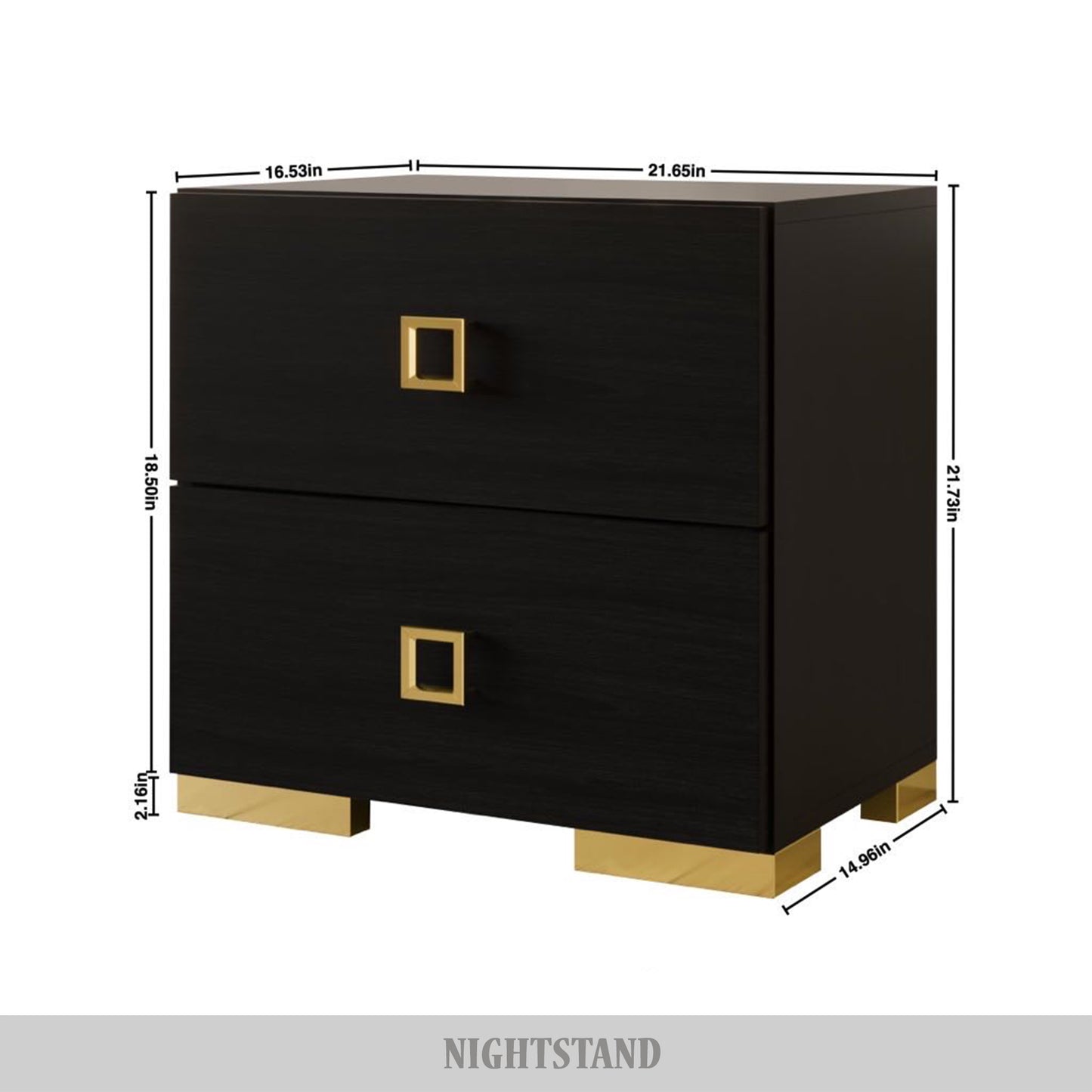 Matsuko Modern 2-Drawers Nightstand