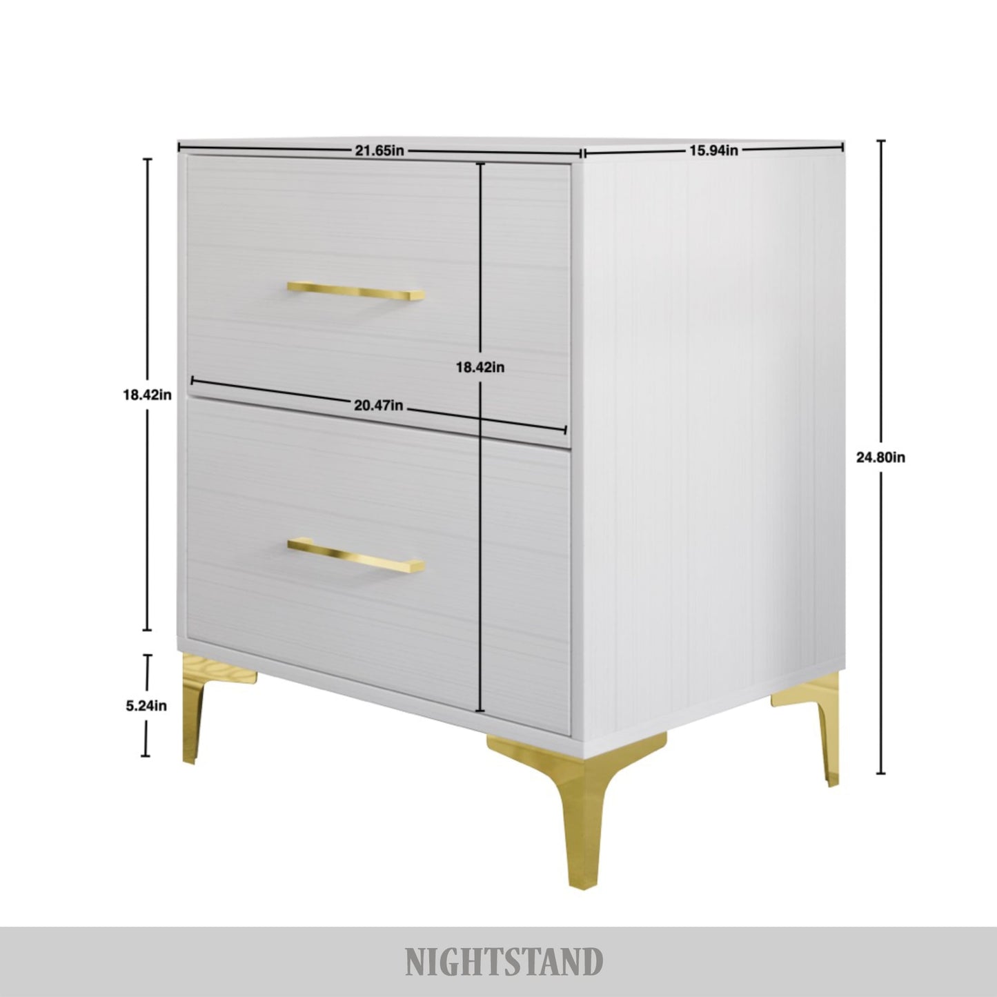 Maricus Stylish 2-Drawers Nightstand