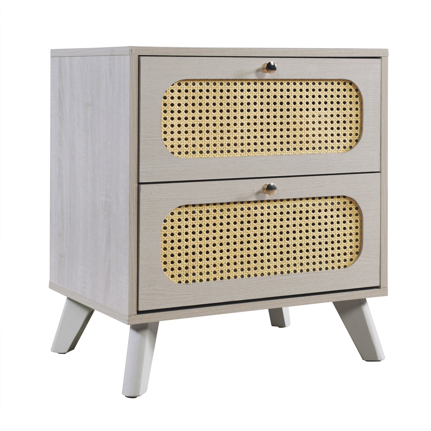 Adalade Rustic Modern 2-Drawers Wooden Nightstand