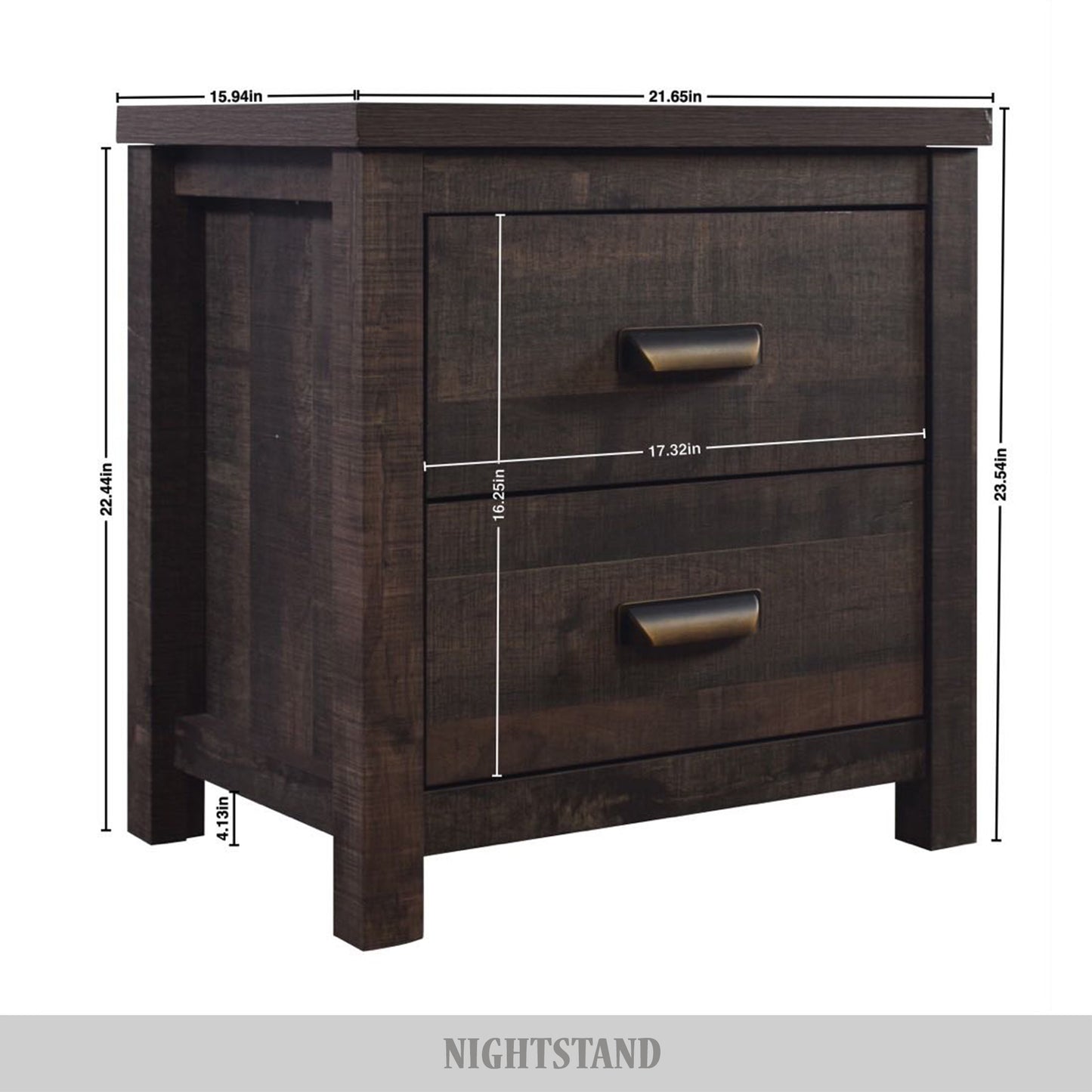 Niglaes Classic 2-Drawers Wooden Nightstand