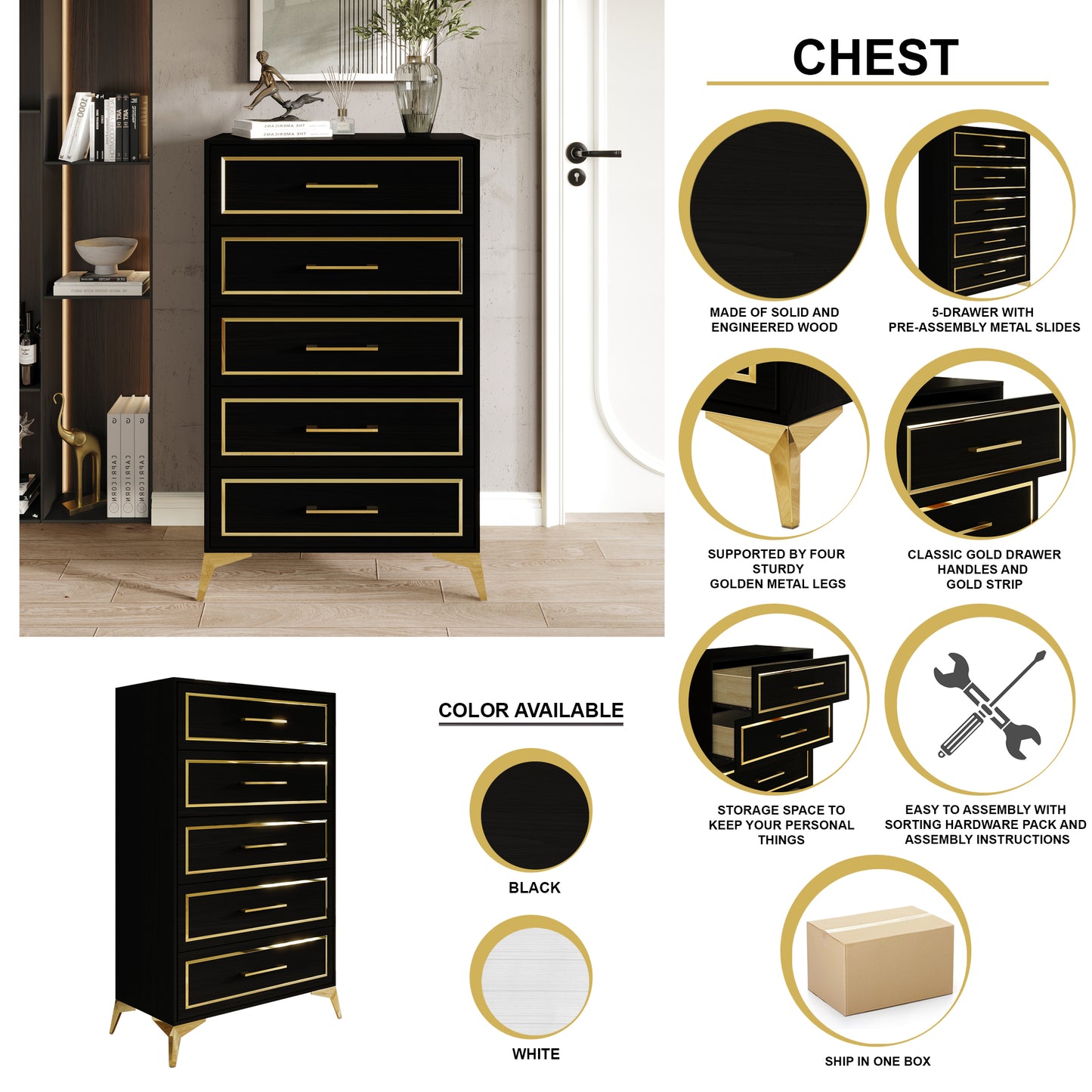 Baccus Chest with 5 Drawers