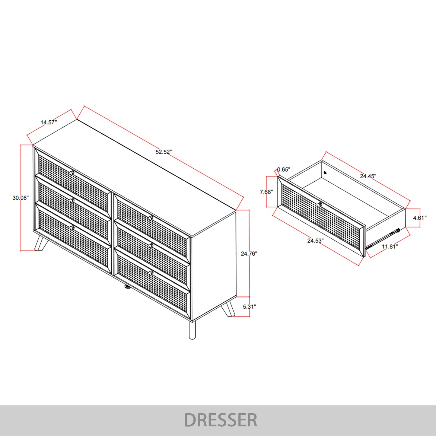 Porston Mid-Century Modern Dresser