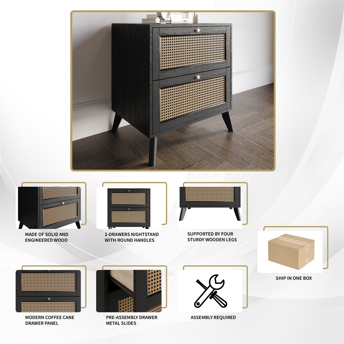 Porston Mid-Century Modern Nightstand