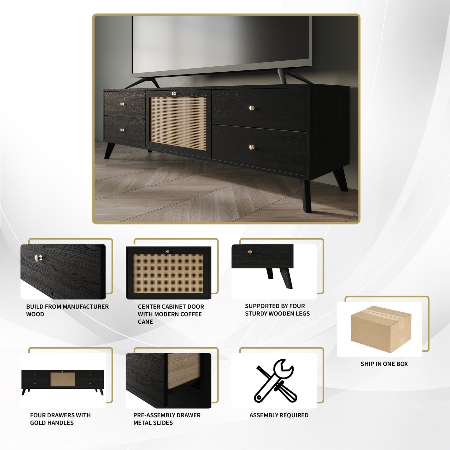 Porston Mid-Century Modern TV Stand Console
