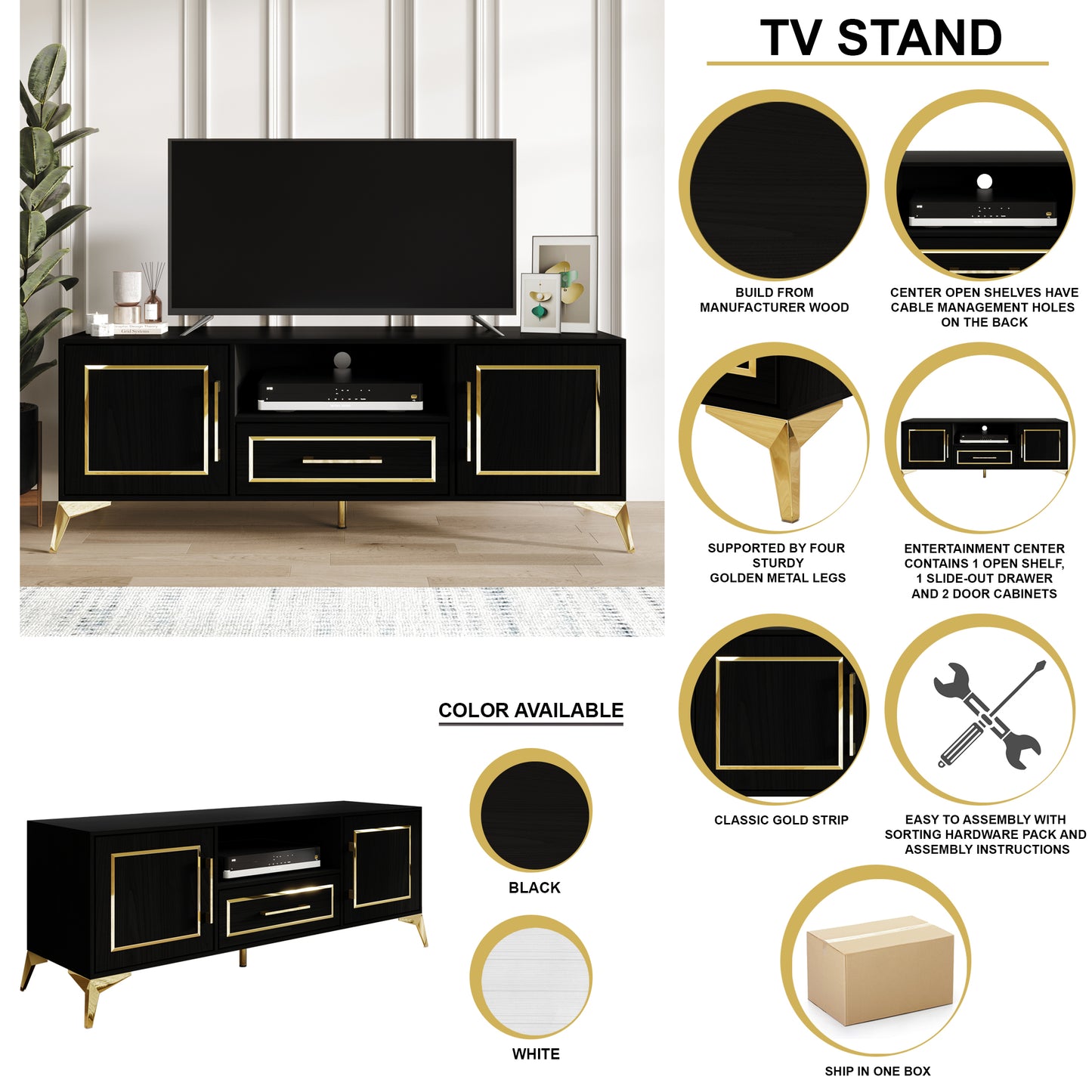 Antiochos Modern TV Stand Console Cabinet
