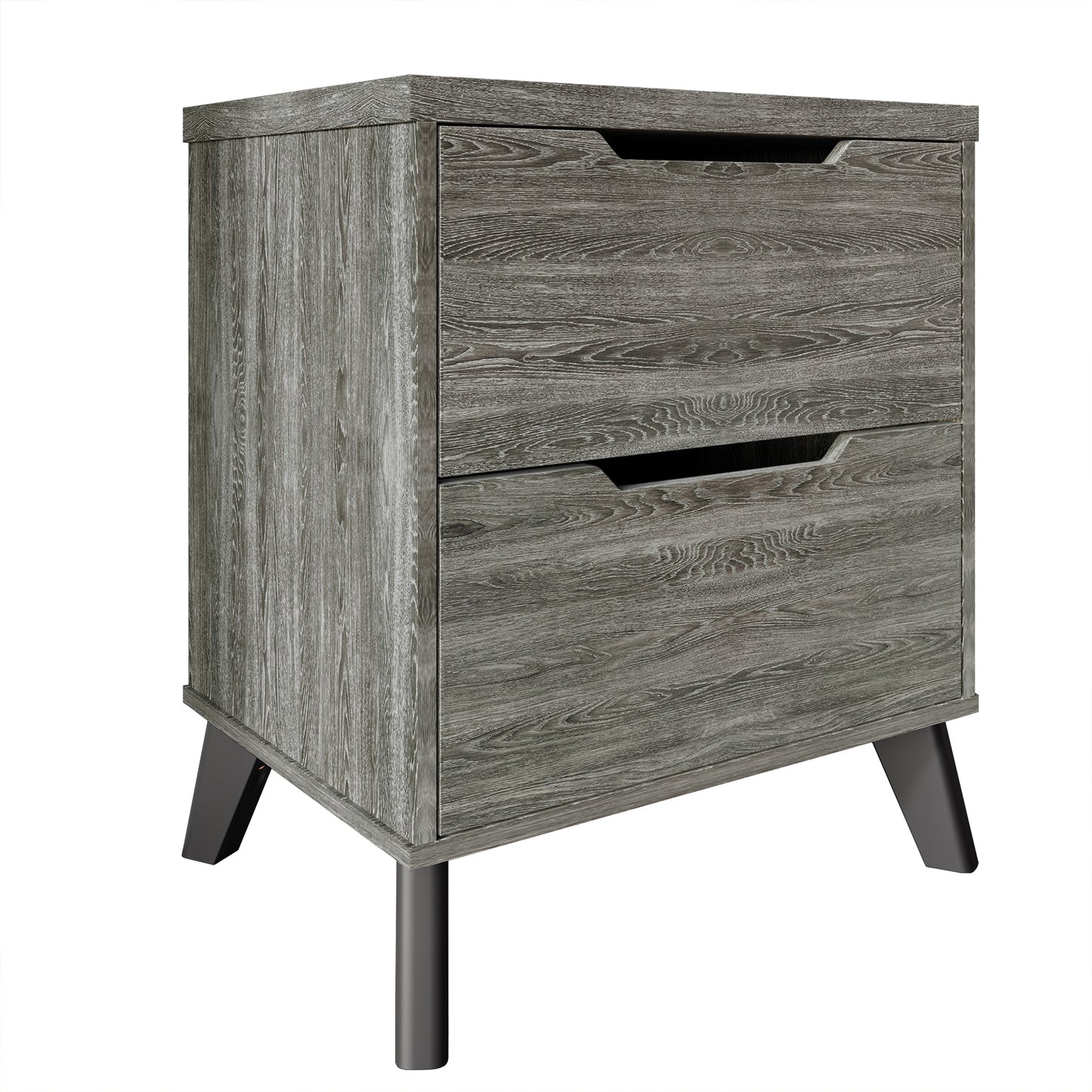 Ihor Chic and Vintage Wooden Nightstand with 2 drawers