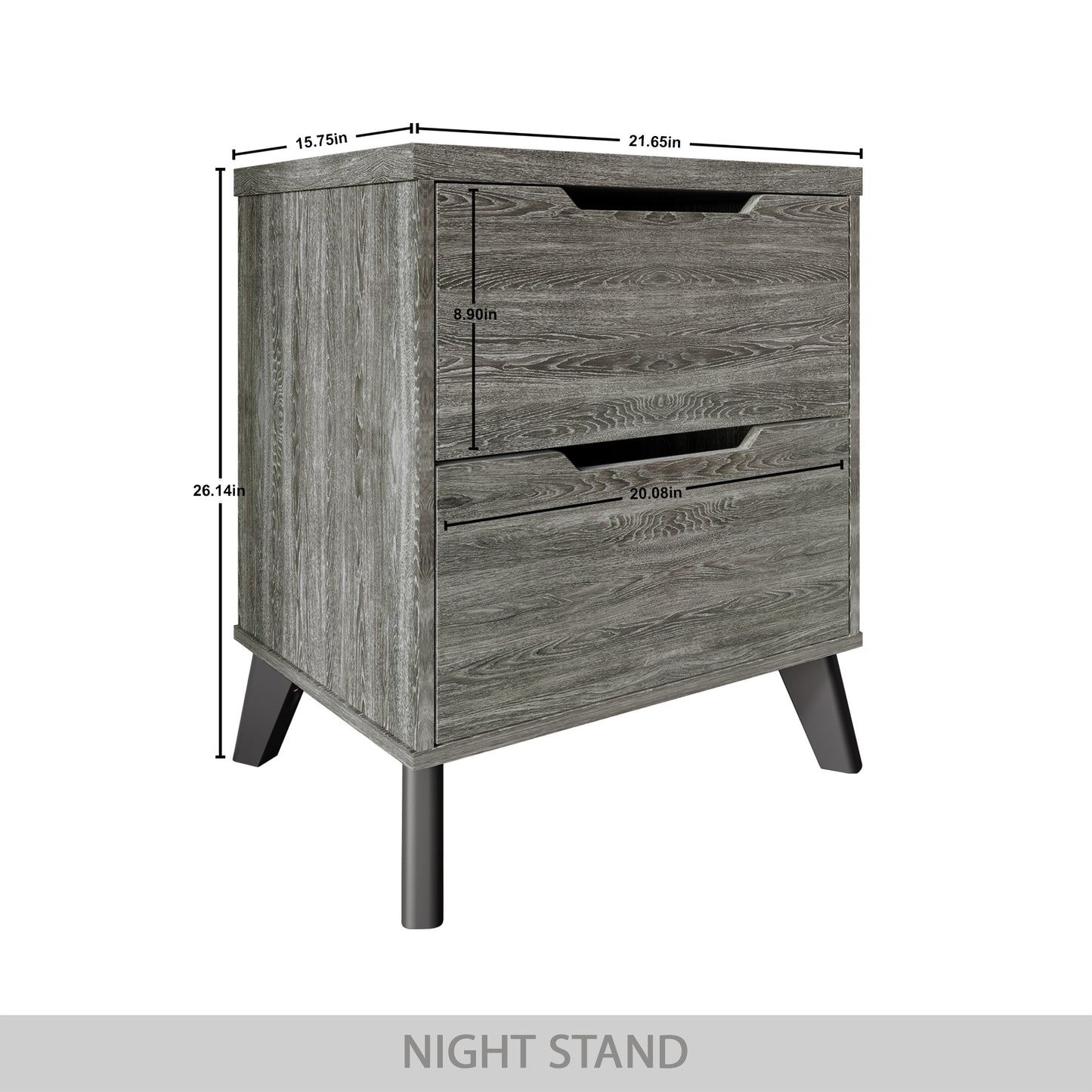 Ihor Chic and Vintage Wooden Nightstand with 2 drawers