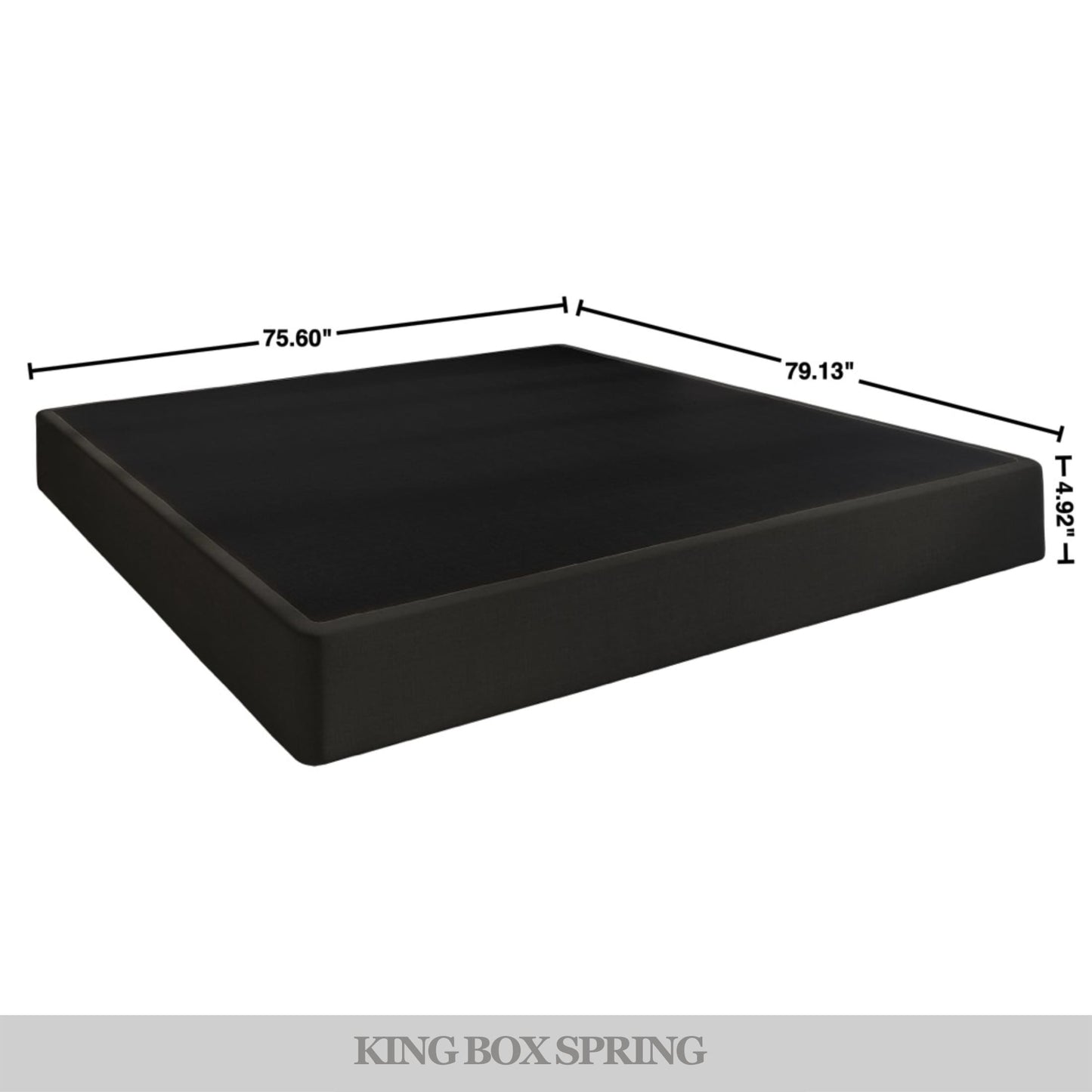 Aroon 5-Inch Metal Box Spring with Black Linen Cover