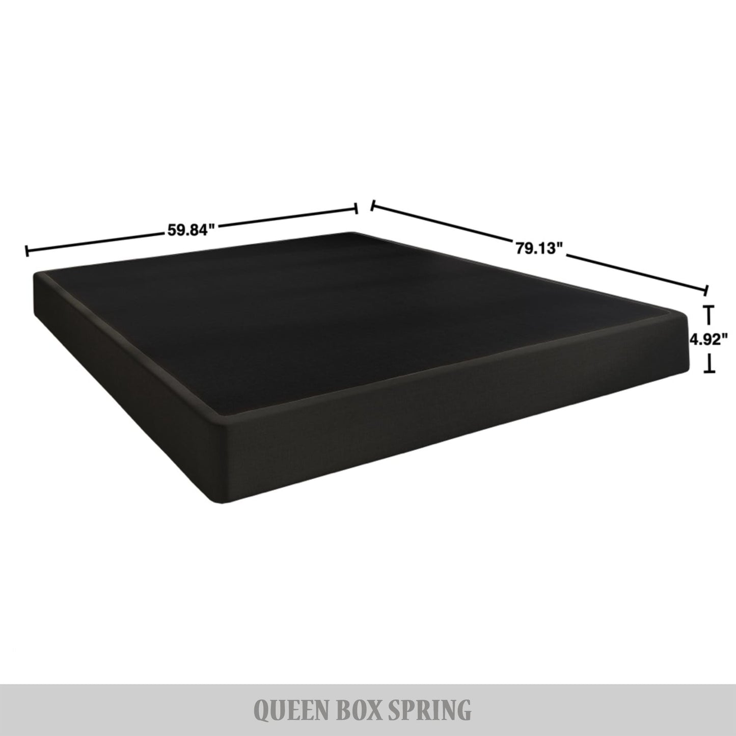 Aroon 5-Inch Metal Box Spring with Black Linen Cover