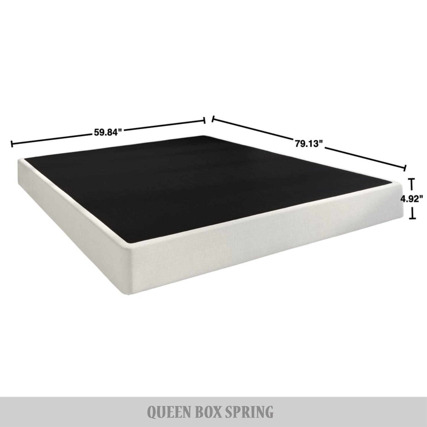 Roughtail 5-Inch Metal Box Spring with Warm Grey Linen Cover