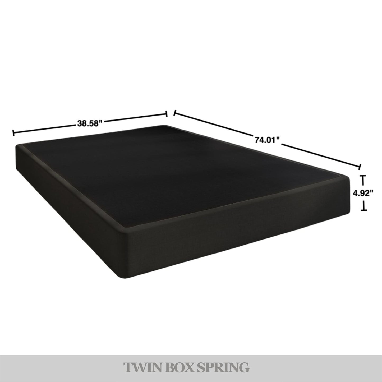 Aroon 5-Inch Metal Box Spring with Black Linen Cover