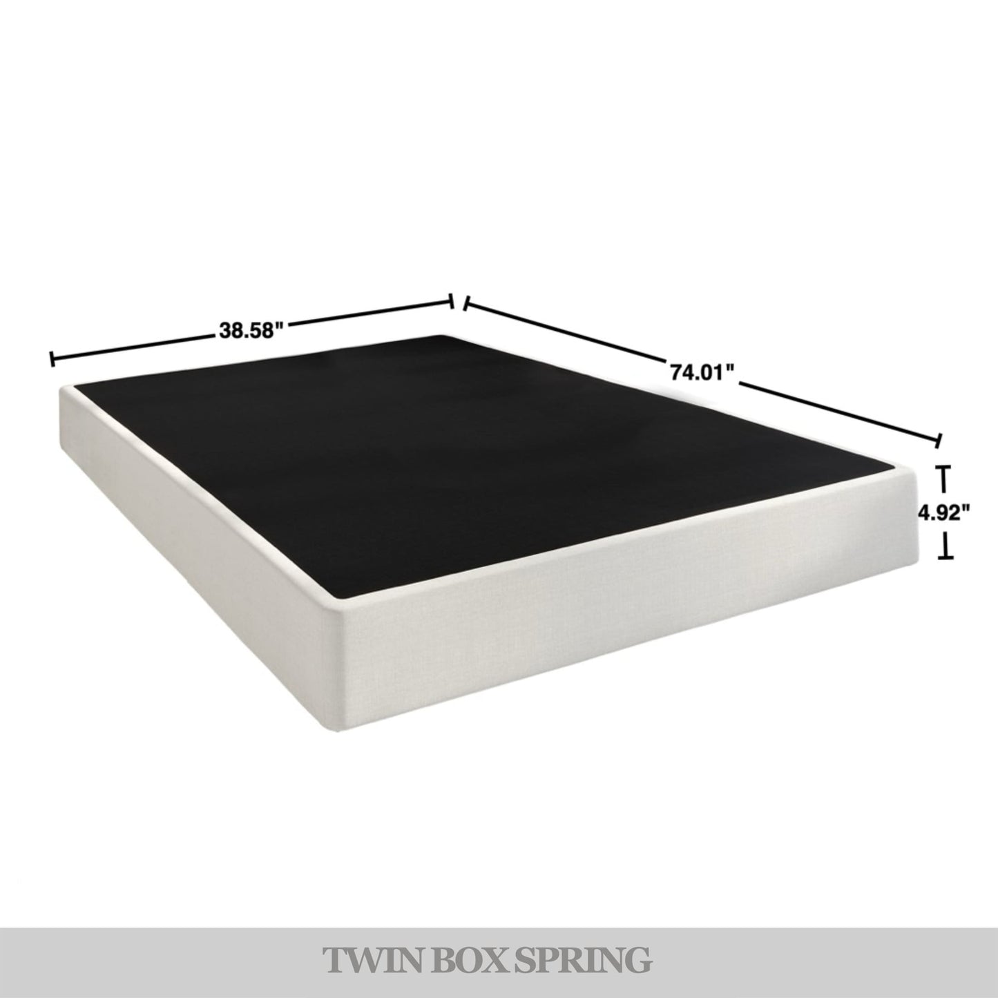 Roughtail 5-Inch Metal Box Spring with Warm Grey Linen Cover