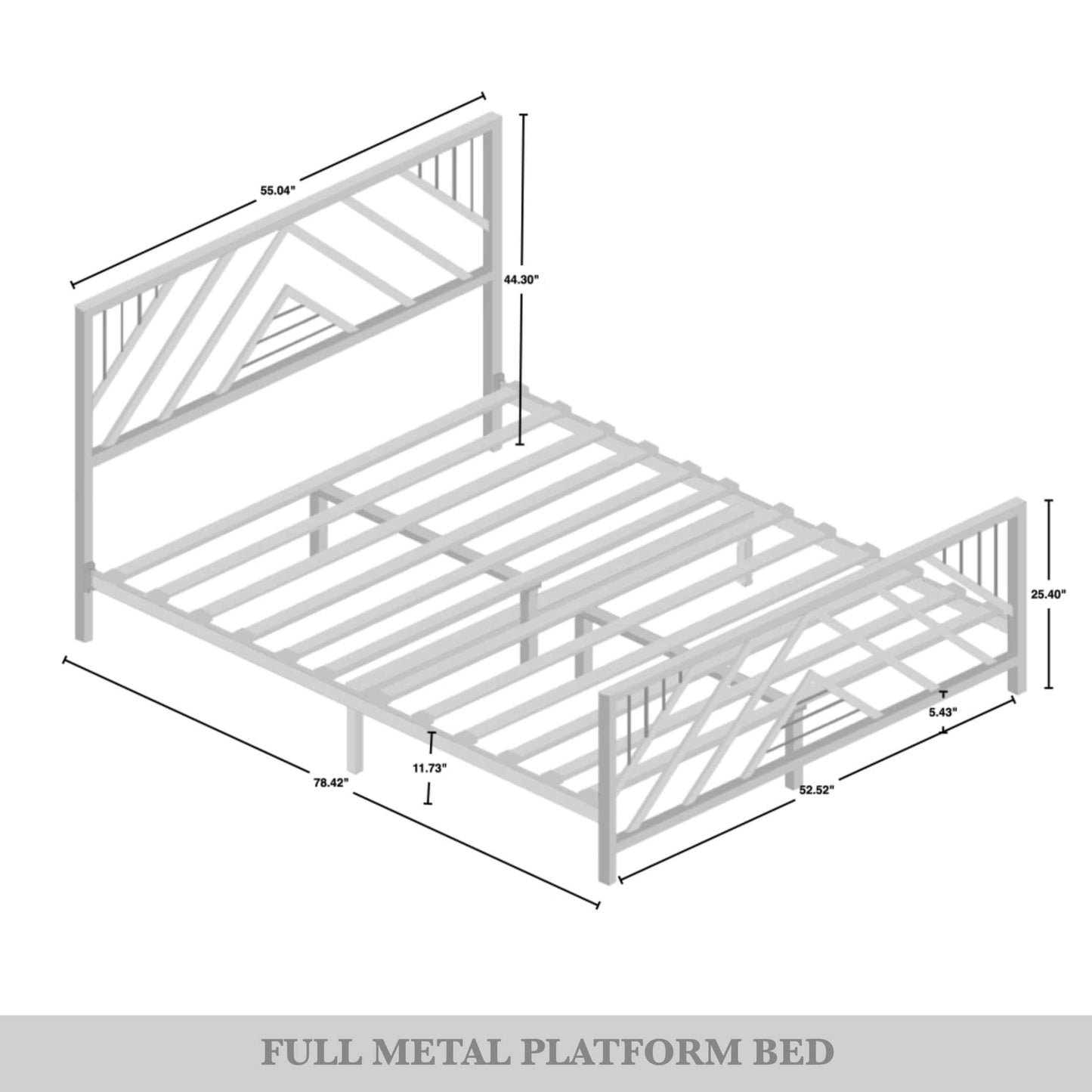 Sherrard Geometric Slat Metal Platform Bed