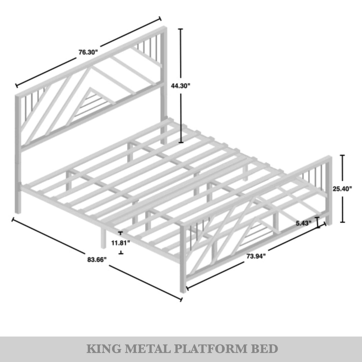 Sherrard Geometric Slat Metal Platform Bed