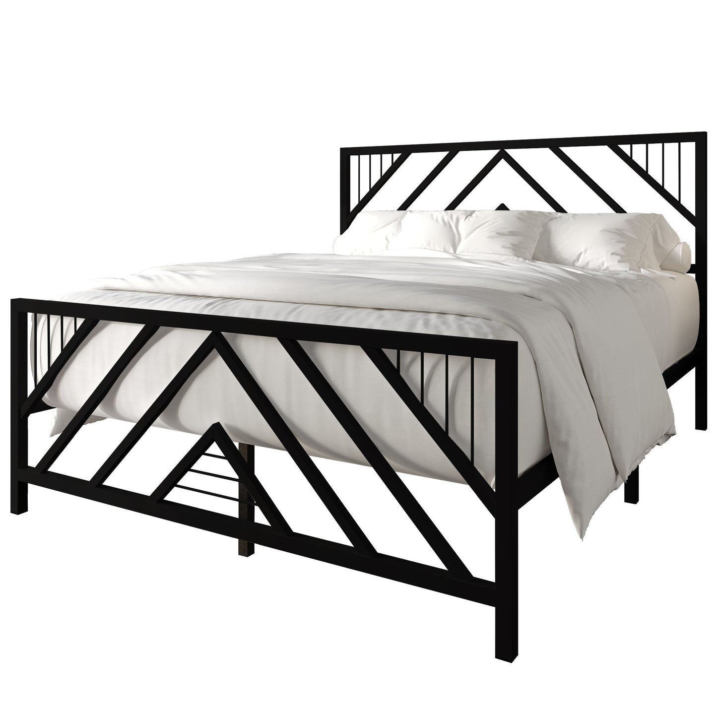 Sherrard Geometric Slat Metal Platform Bed