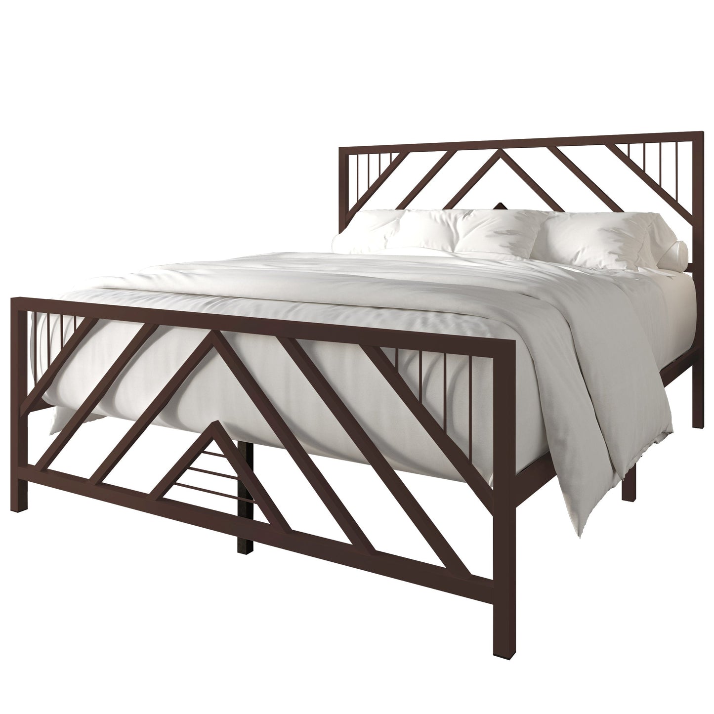 Sherrard Geometric Slat Metal Platform Bed