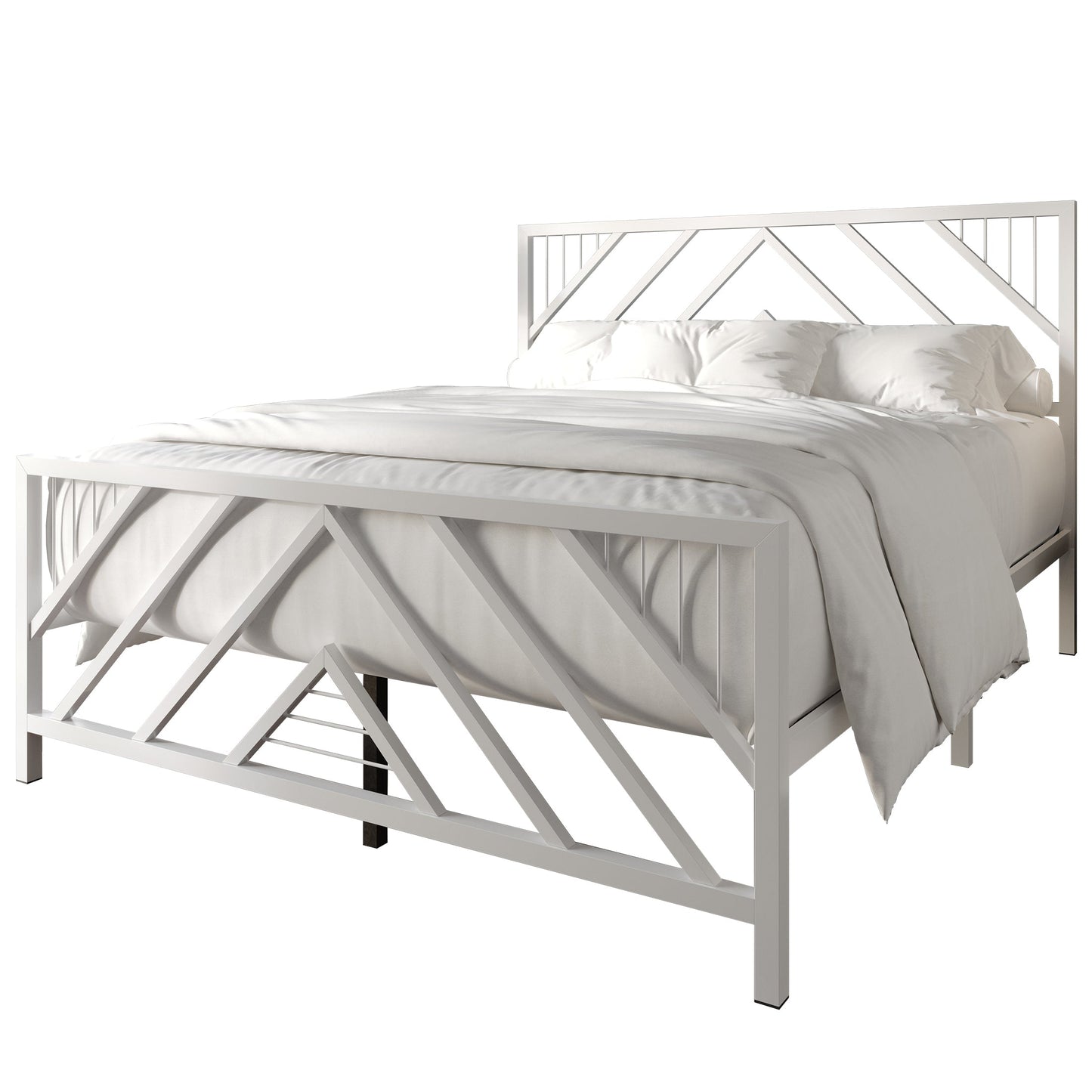Sherrard Geometric Slat Metal Platform Bed