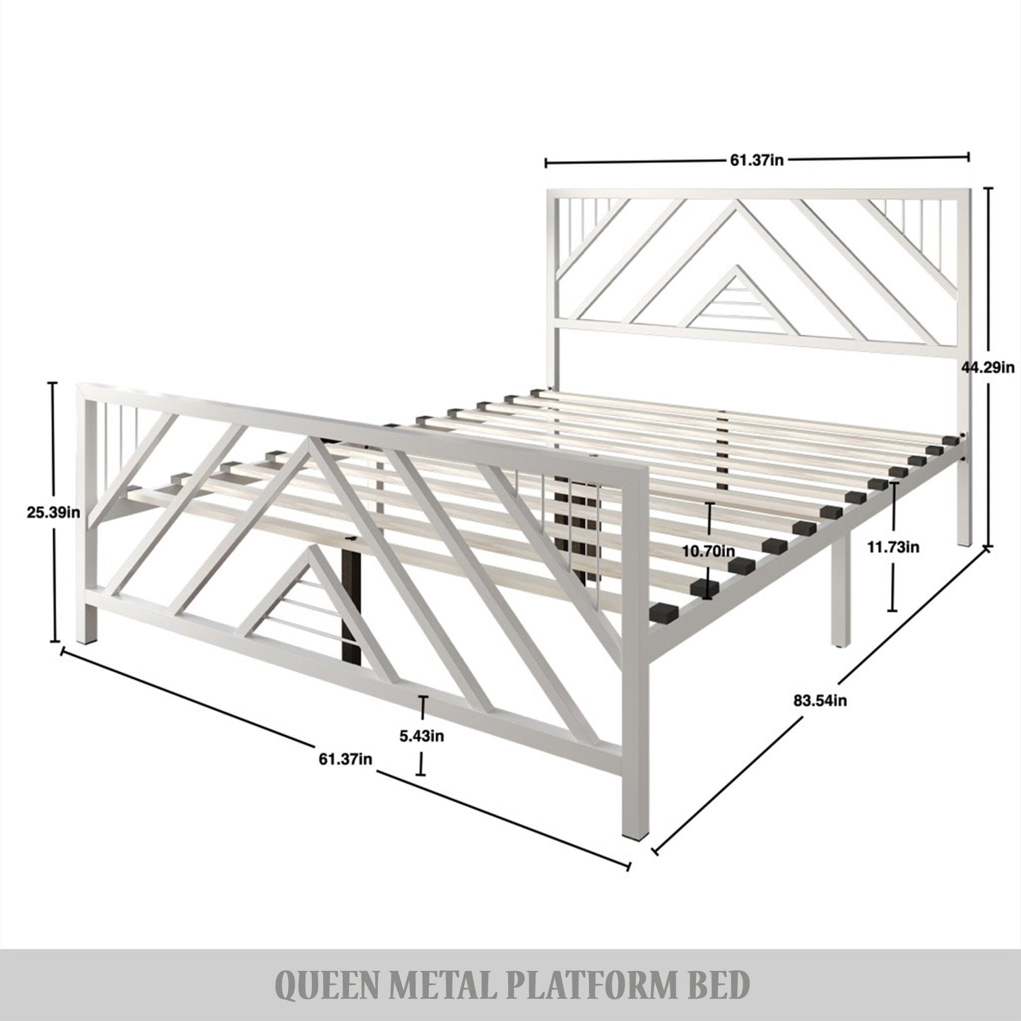 Sherrard Geometric Slat Metal Platform Bed