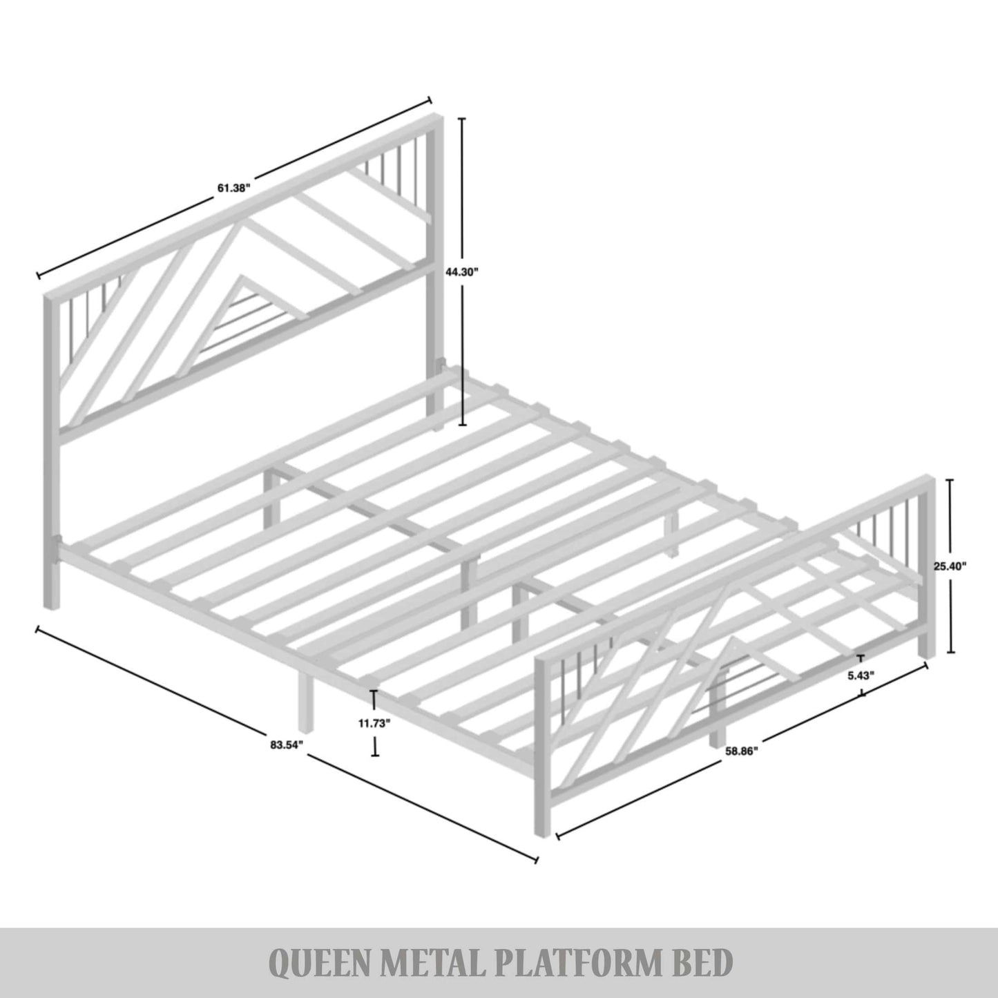 Sherrard Geometric Slat Metal Platform Bed