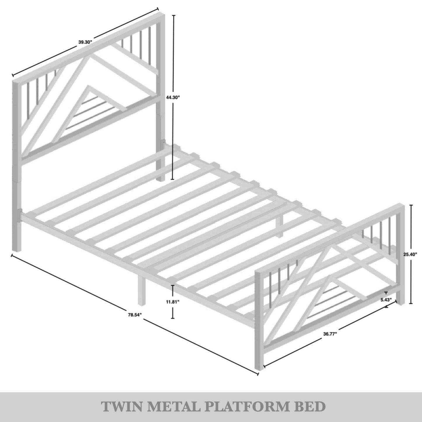 Sherrard Geometric Slat Metal Platform Bed