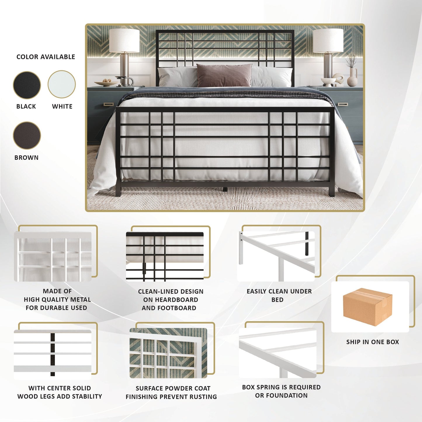 Nazmir Clean-lined Metal Bed